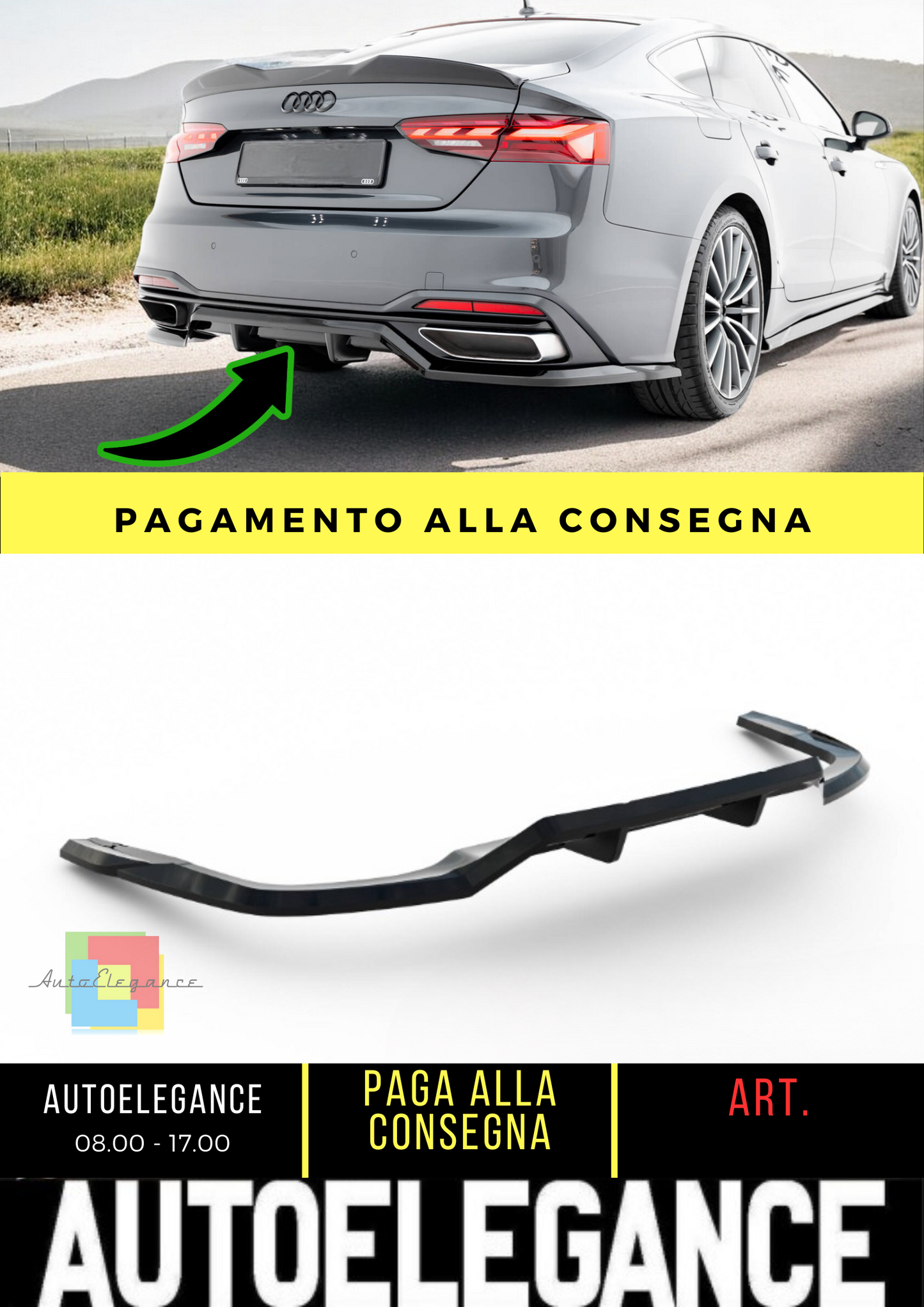 ✨Splitter posteriore (con barre verticali) Audi A5 F5 Facelift✨