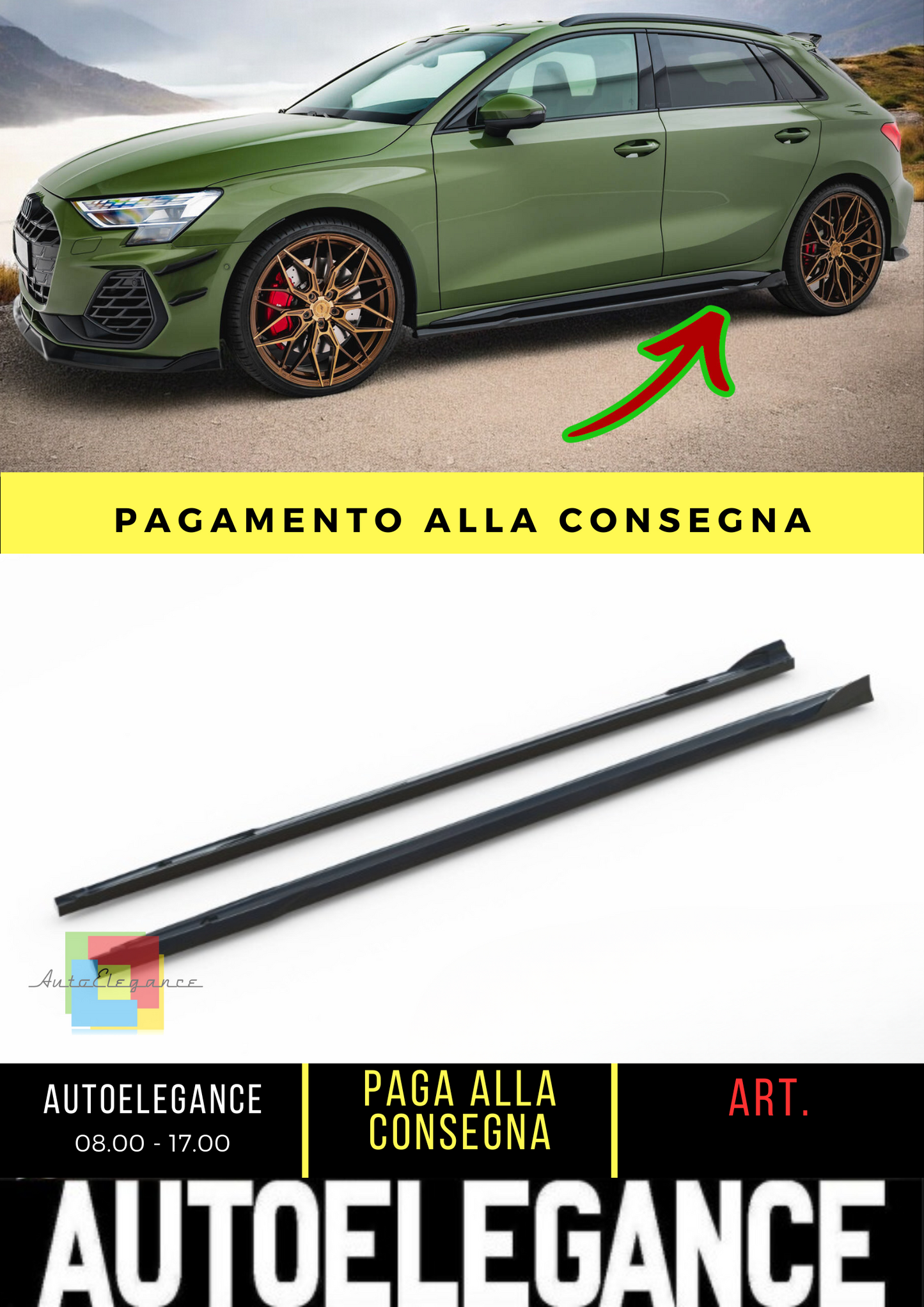 🔥Minigonne laterali Diffusori V.3 Audi S3 Sportback / A3 S-line Sportback 8Y 🔥
