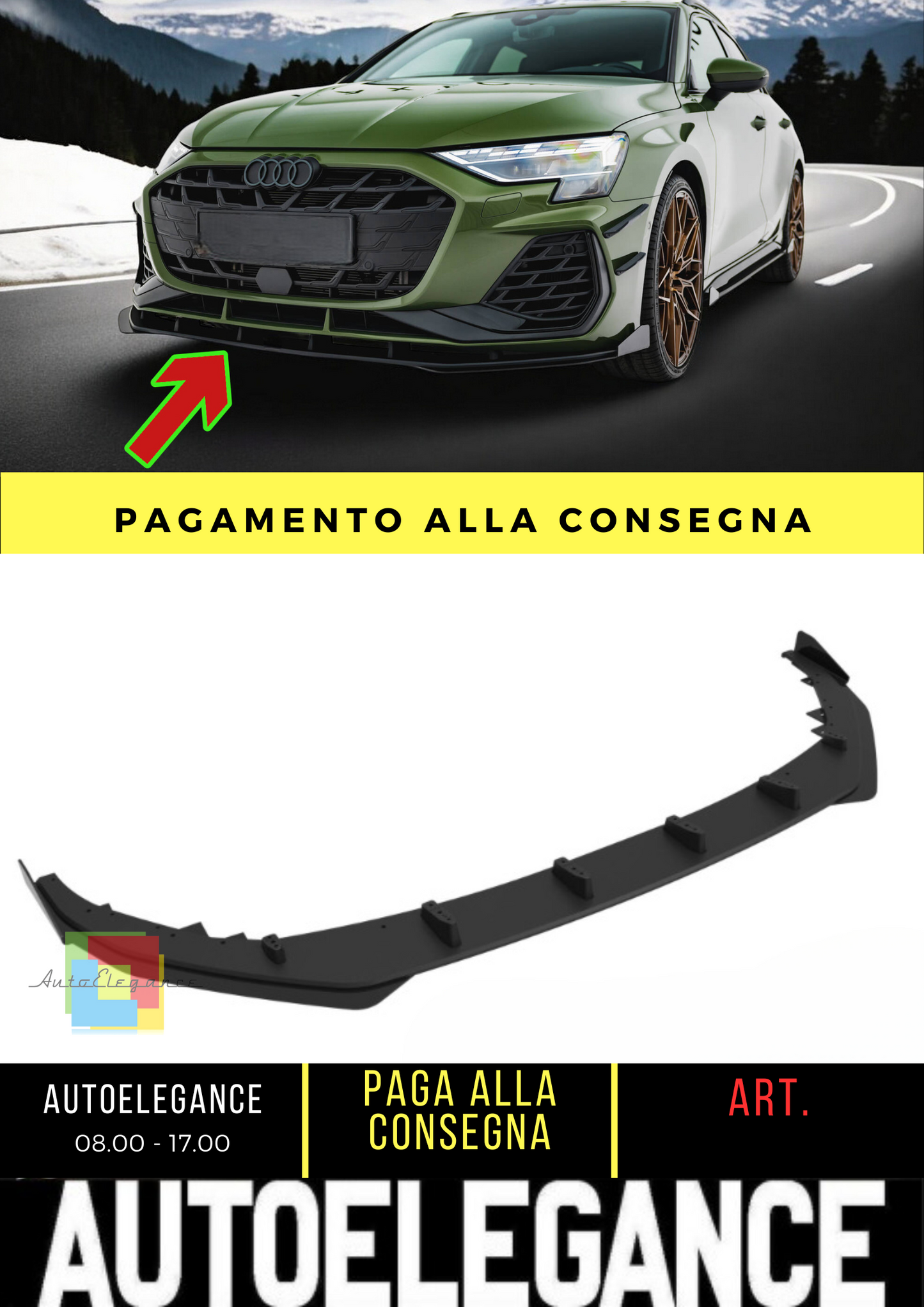 🔥Front splitter Street Pro V.1+flap Audi S3 Sportback/A3 S-line Sportback🔥