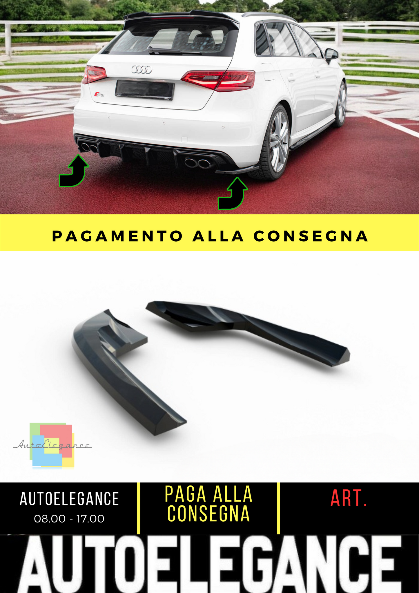 🔥Splitter laterali posteriori Audi S3 Sportback 8V🔥