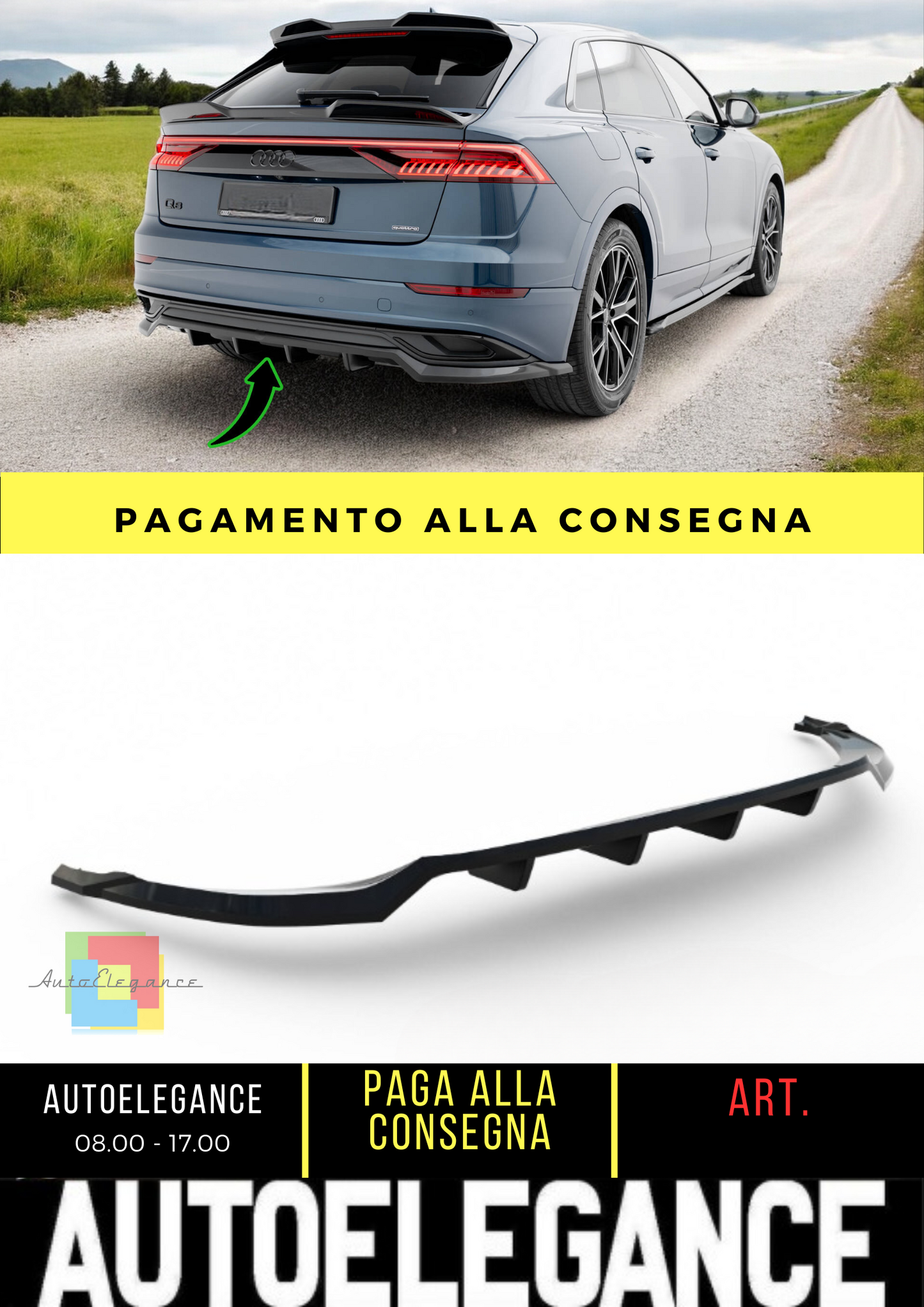 🔥Splitter posteriore (con barre verticali) Audi Q8 Mk1🔥