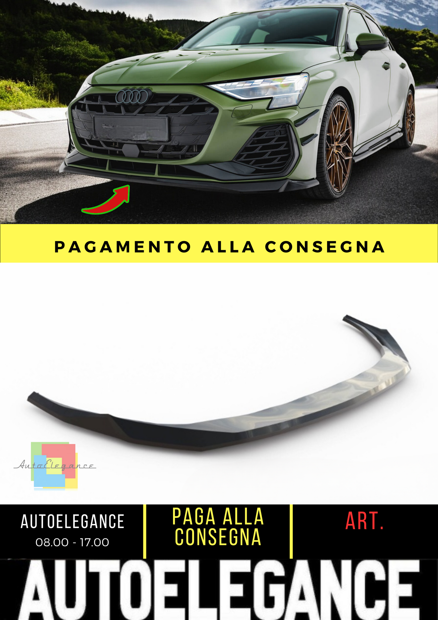 🔥Splitter anteriore V.2 Audi S3 Sportback / A3 S-line Sportback 8Y Facelift🔥