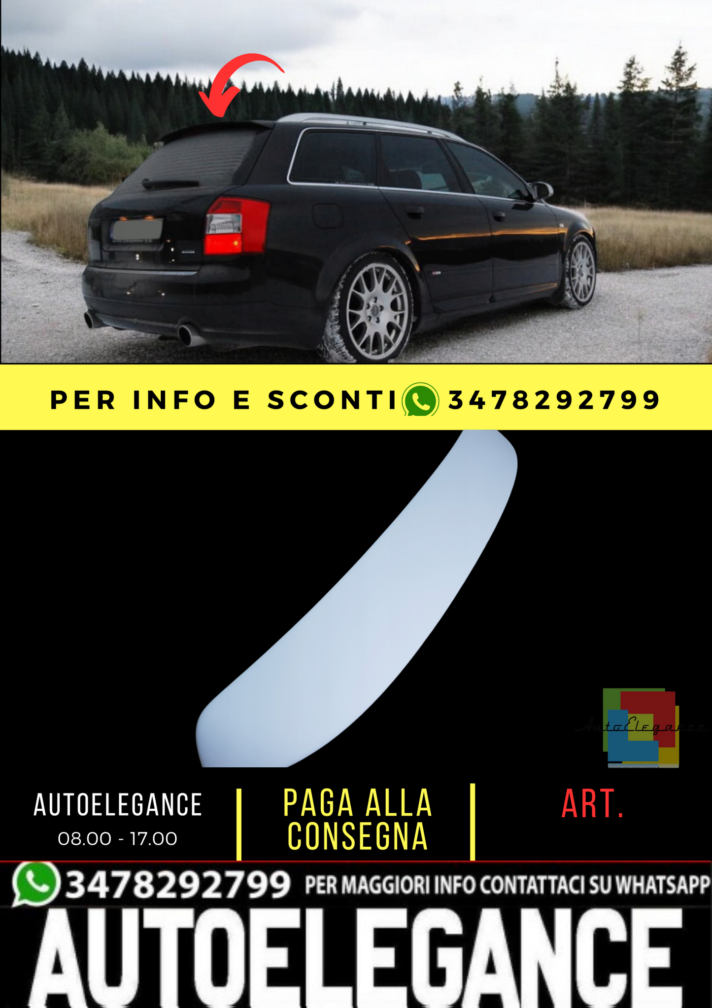 💕SPOILER ADATTO PER AUDI A4 S4 B6 AVANT S-LINE 💕