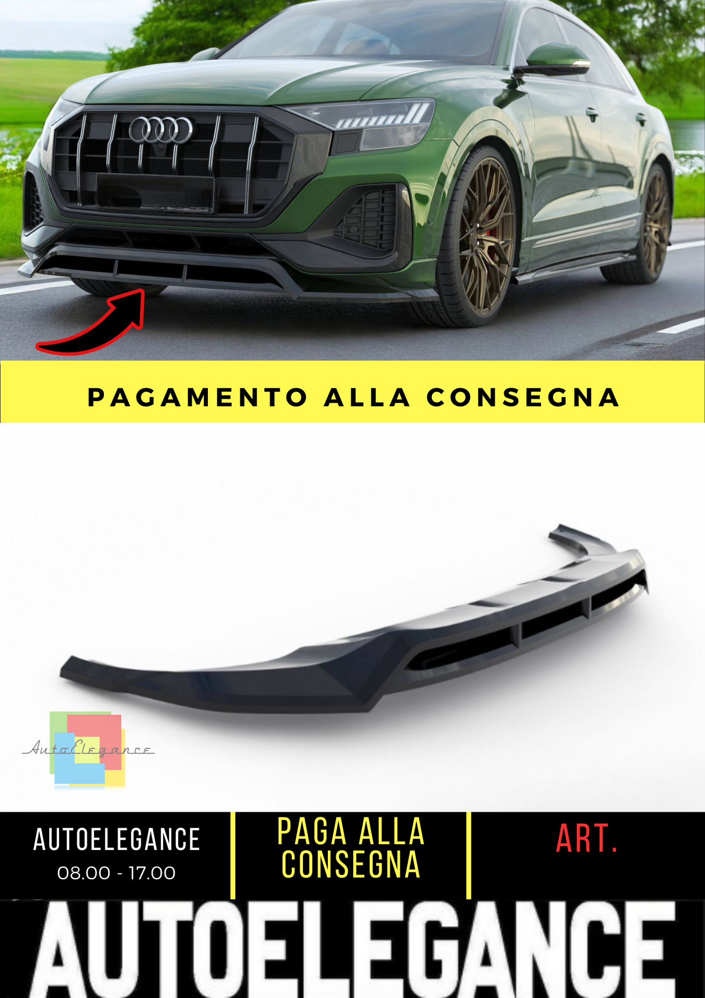 ✨Splitter anteriore adatto per Audi Q8 Mk1 Facelift✨