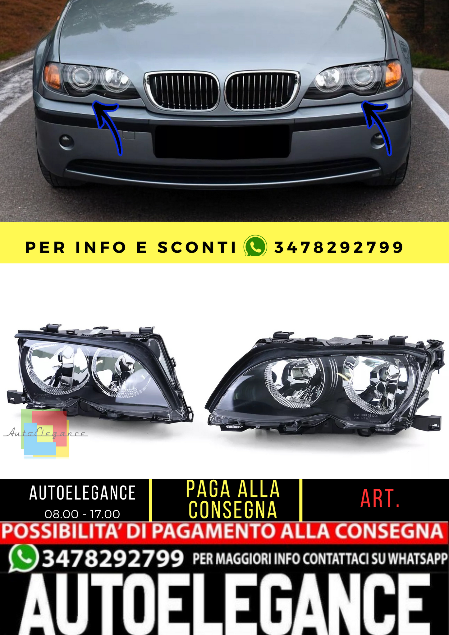 🔥Il set di fari H7 incl. servomotori è adatto alla BMW E46 Limo Touring 01-05🔥