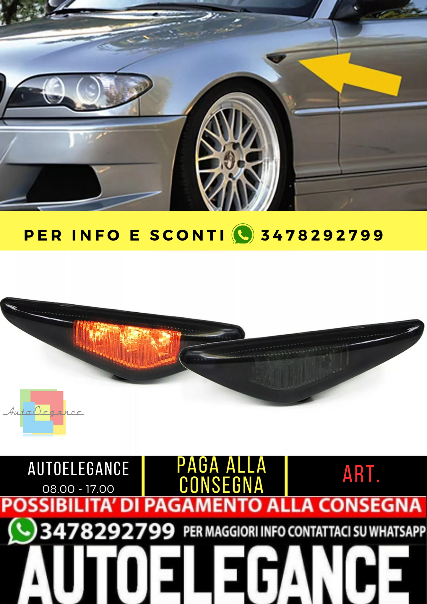 🔥 Coppia indicatori laterali a LED fumo nero adatti per BMW Serie 3 E46 Coupé Cabrio 03-07🔥