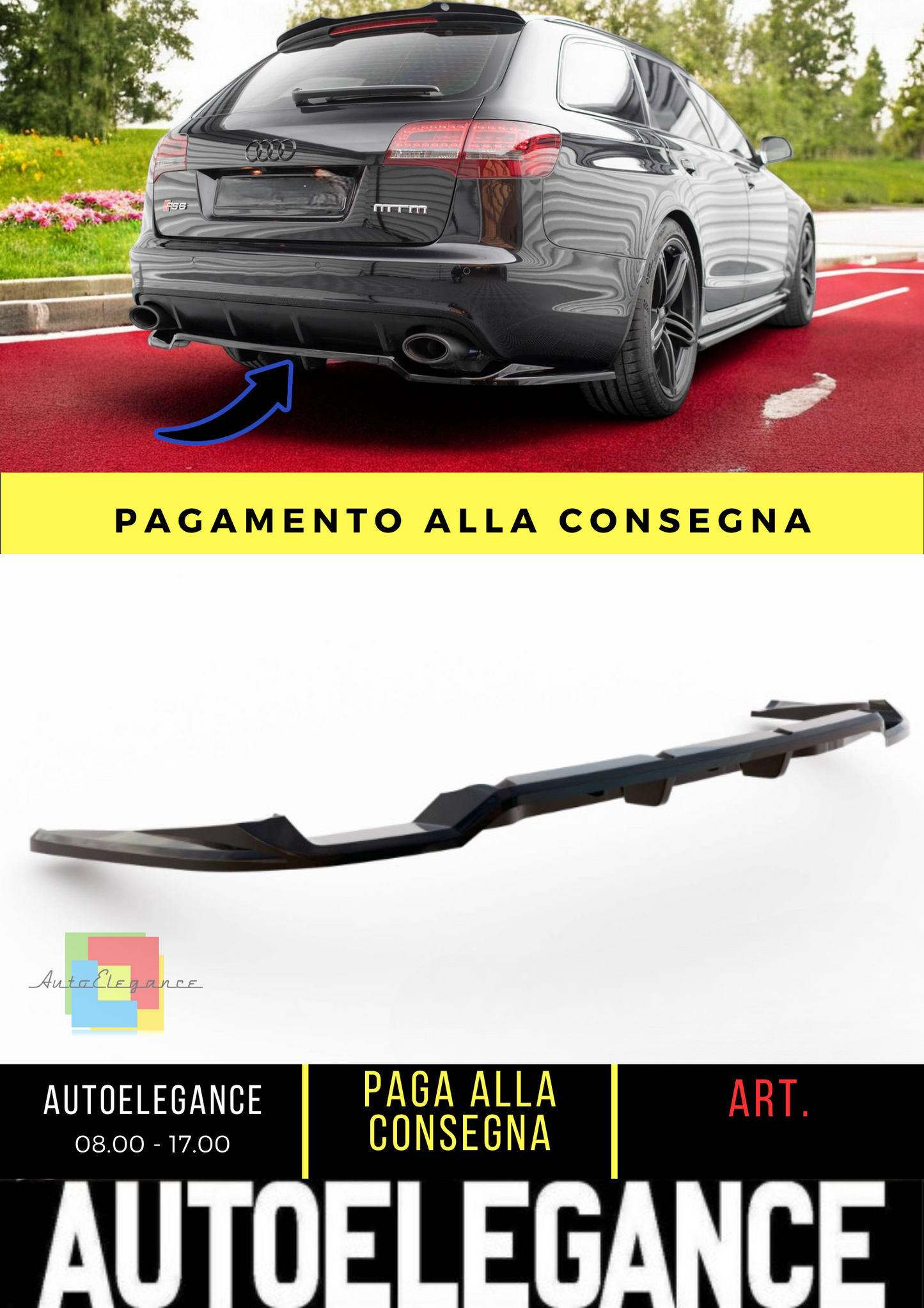 🔥Splitter posteriore (con barre verticali) Audi RS6 Avant C6🔥