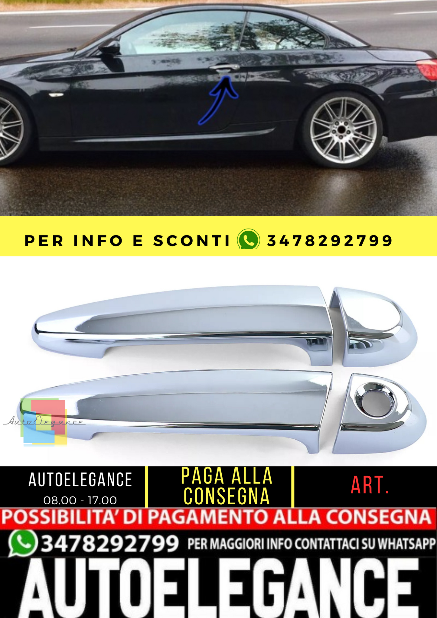 🔥Copertura decorativa della maniglia della porta cromata per BMW Serie 3 E92 🔥