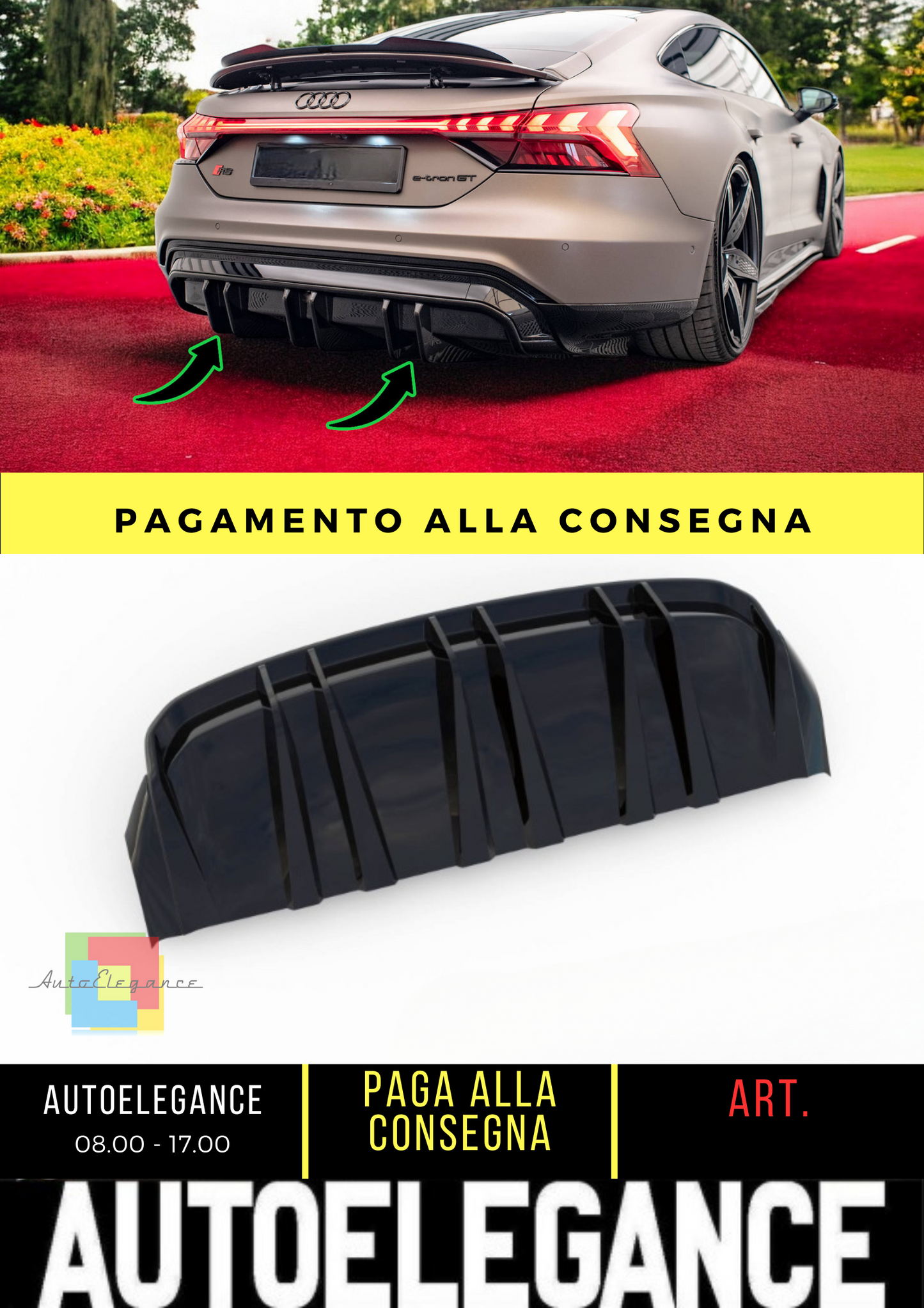 ✨Diffusore posteriore nero luci adatto per  Audi e-Tron GT / RS GT Mk1✨