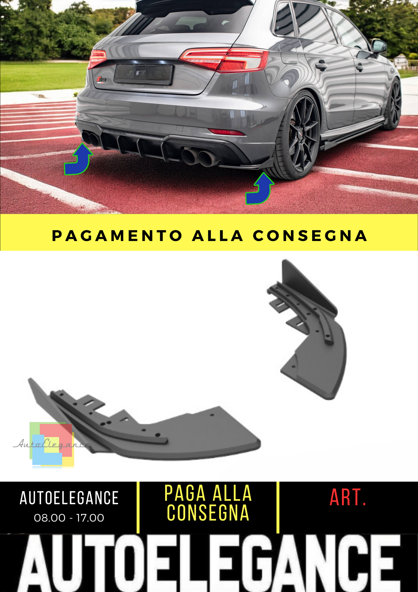 🔥Street Pro rear side splitters + Audi S3 Sportback 8V Facelift flaps🔥