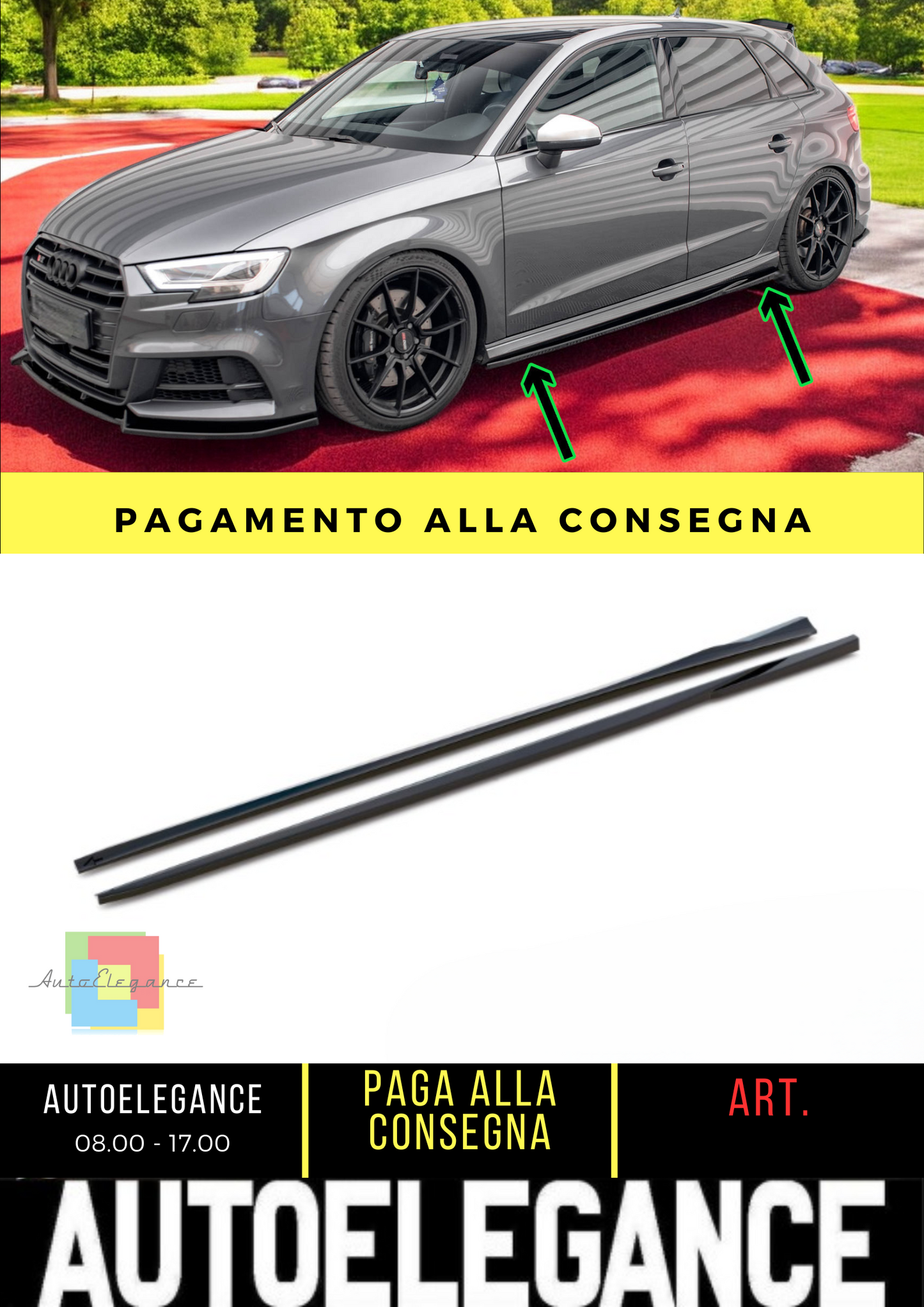 🔥Under Side Skirts suitable for Audi S3 /A3 S-Line Sportback 8V Facelift🔥