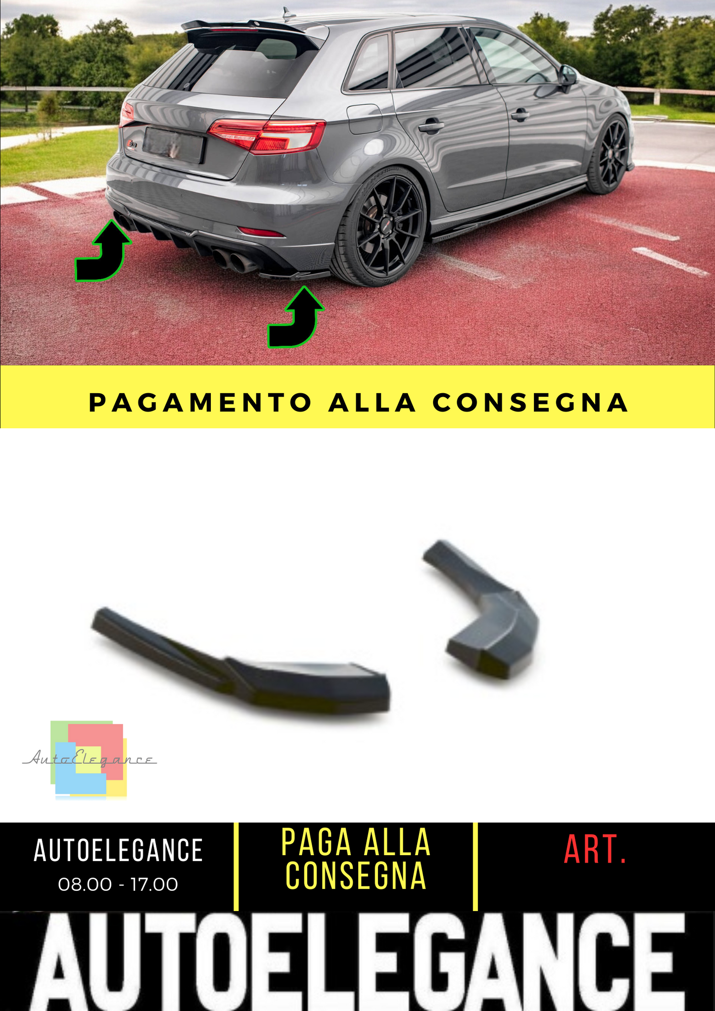 🔥Rear Side Splitter V.1 suitable for Audi S3 Sportback 8V Facelift🔥