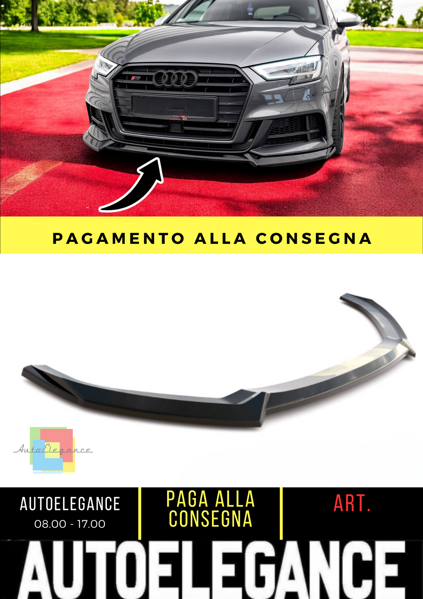 🔥Front splitter V.3 suitable for Audi S3 / A3 S-Line Sportback 8V Facelift🔥