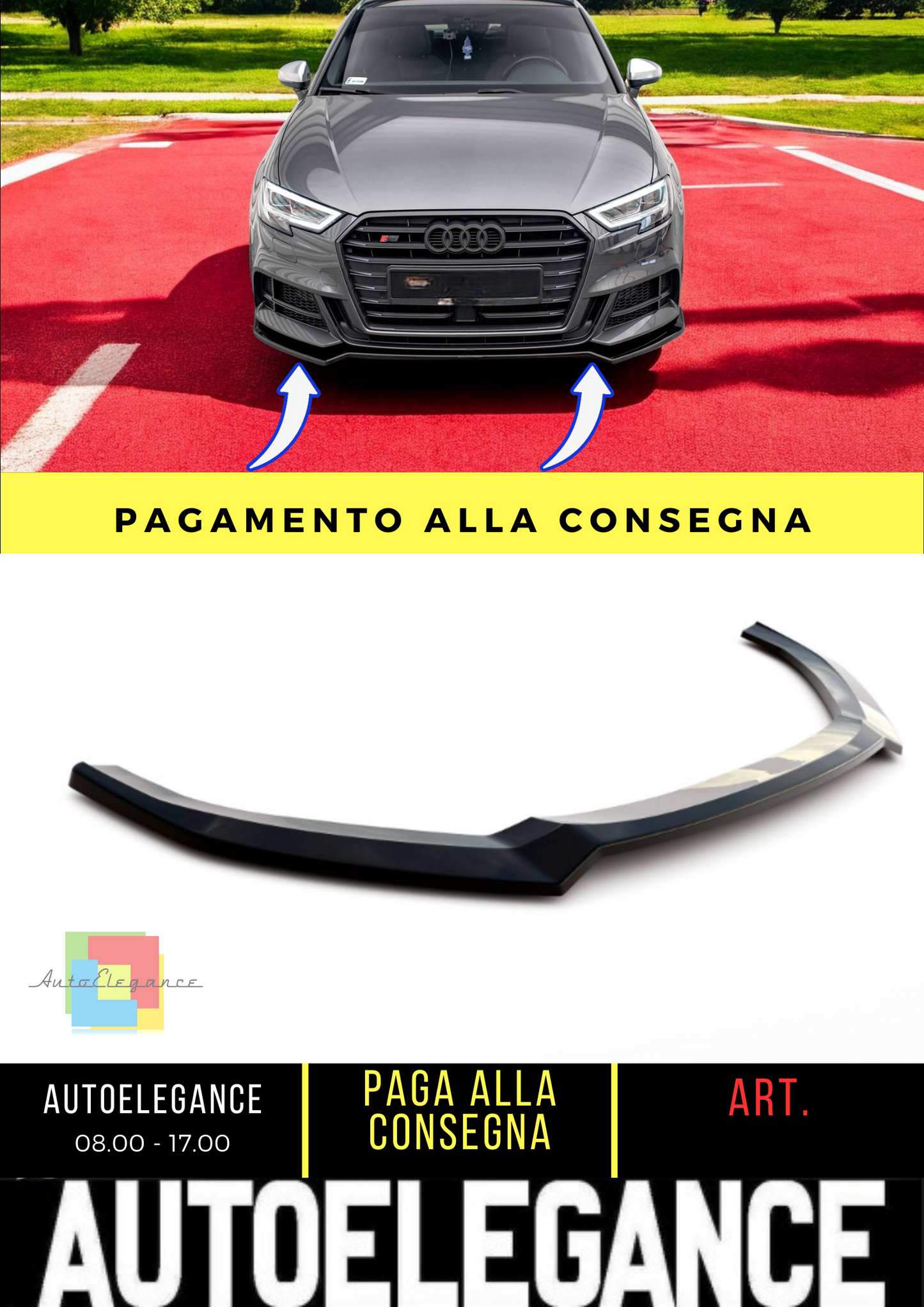 🔥Front splitter V.2 suitable for Audi S3 / A3 S-Line Sportback 8V Facelift🔥 