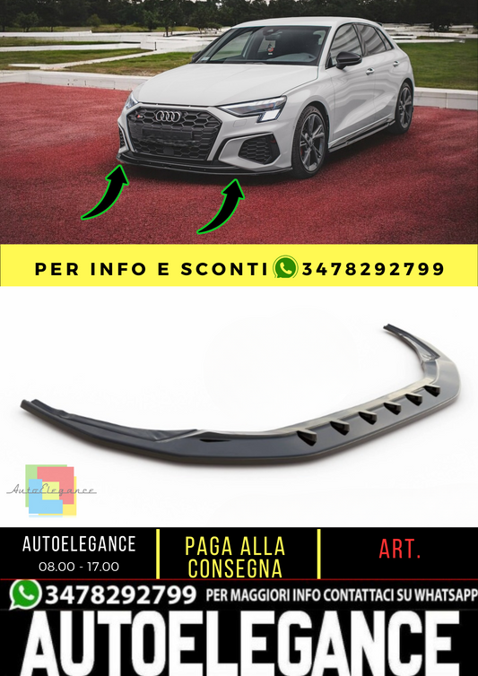 💫Splitter anteriore V.1 adatto per Audi S3 / A3 S-Line 8Y💫