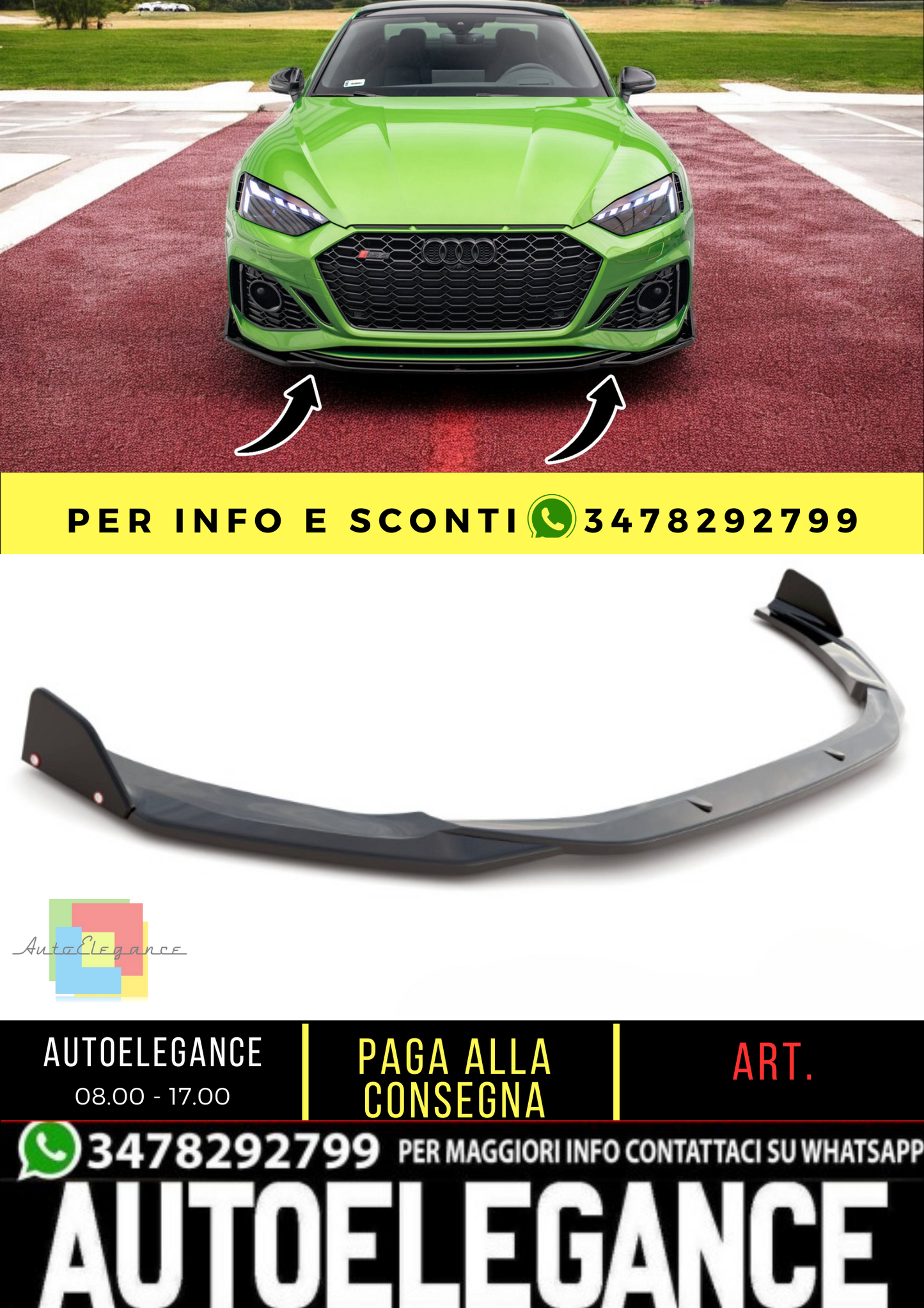 🔥Front splitter V.1 + flap suitable for Audi RS5 F5 Facelift🔥