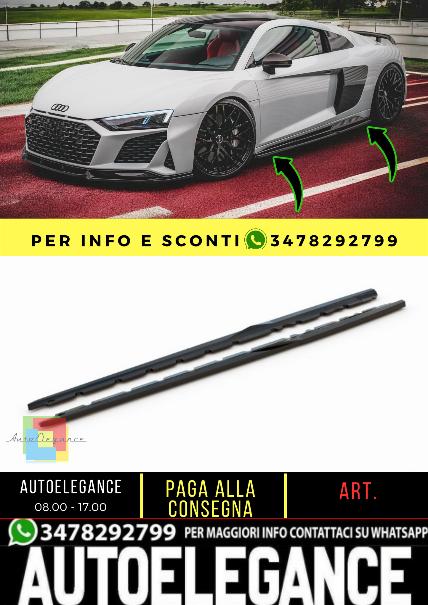🔥Under Side Skirts suitable for Audi R8 Mk2 Facelift🔥
