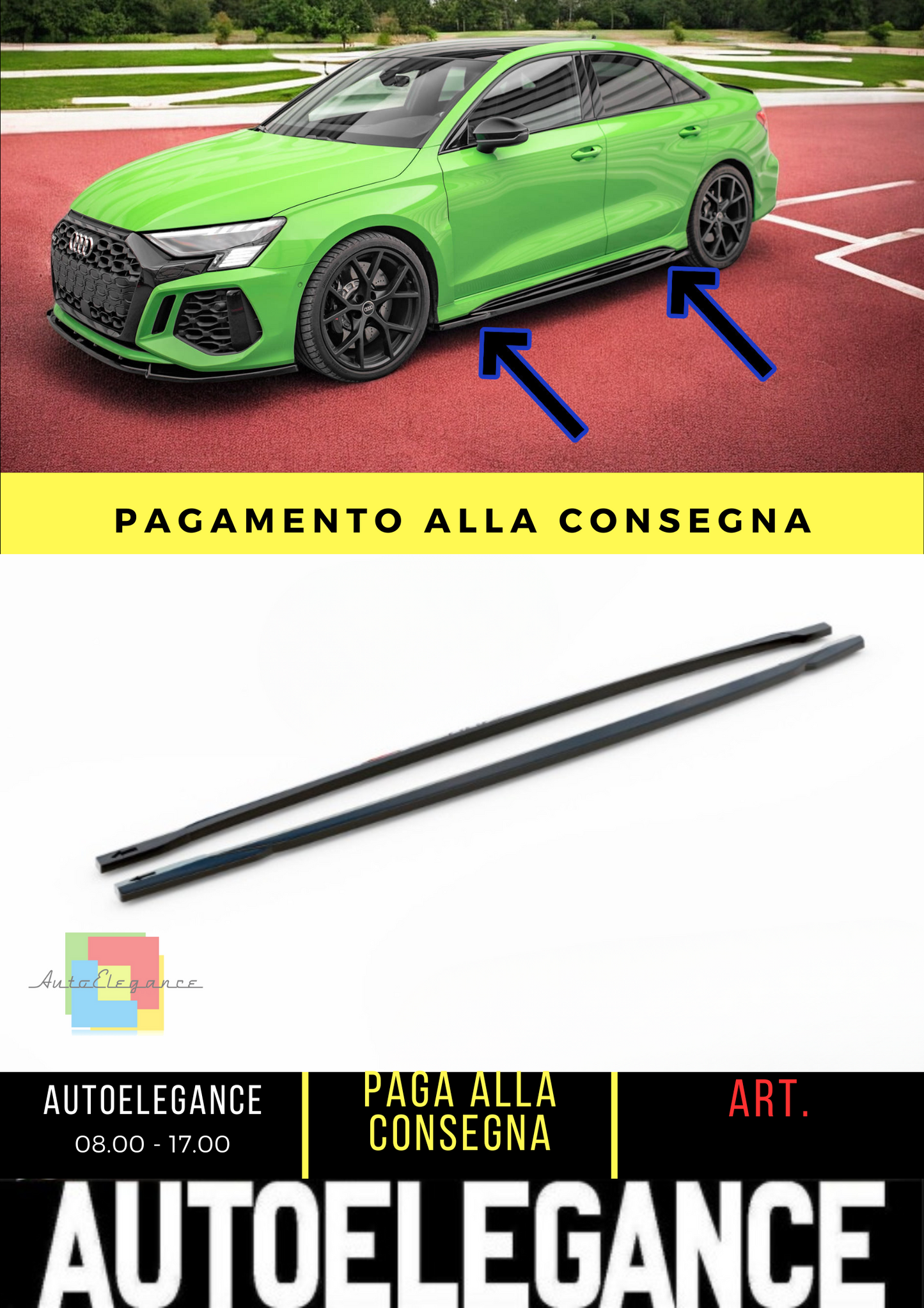 ⭐ Under Side Skirts suitable for Audi RS3 Sedan 8Y⭐