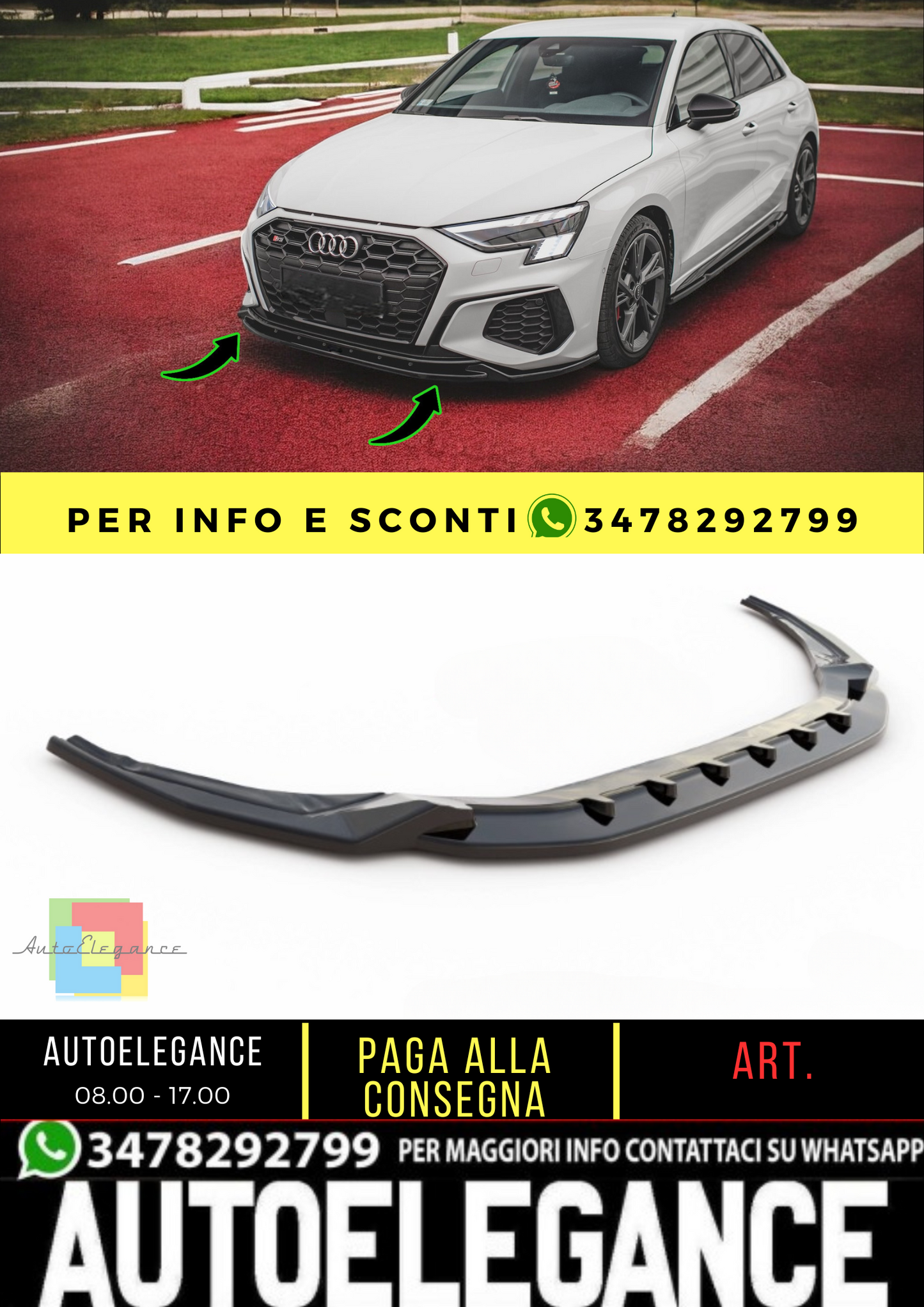 💫Front Splitter V.2 suitable for Audi S3 / A3 S-Line 8Y💫