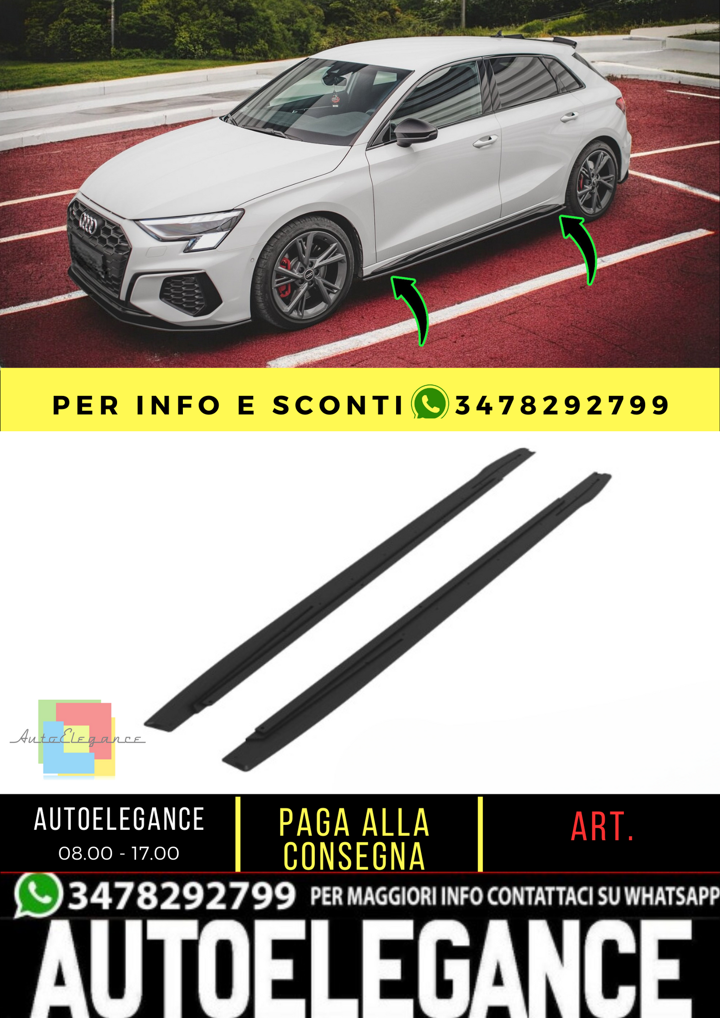 💫Sotto Minigonne laterali Street Pro Audi S3/A3 S-Line 8Y/8Y Facelift💫
