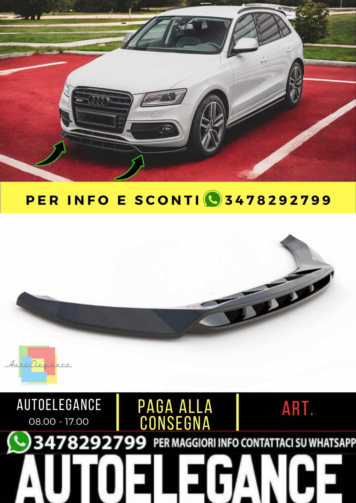 🔥Front splitter suitable for Audi SQ5 Mk1 (8R)🔥