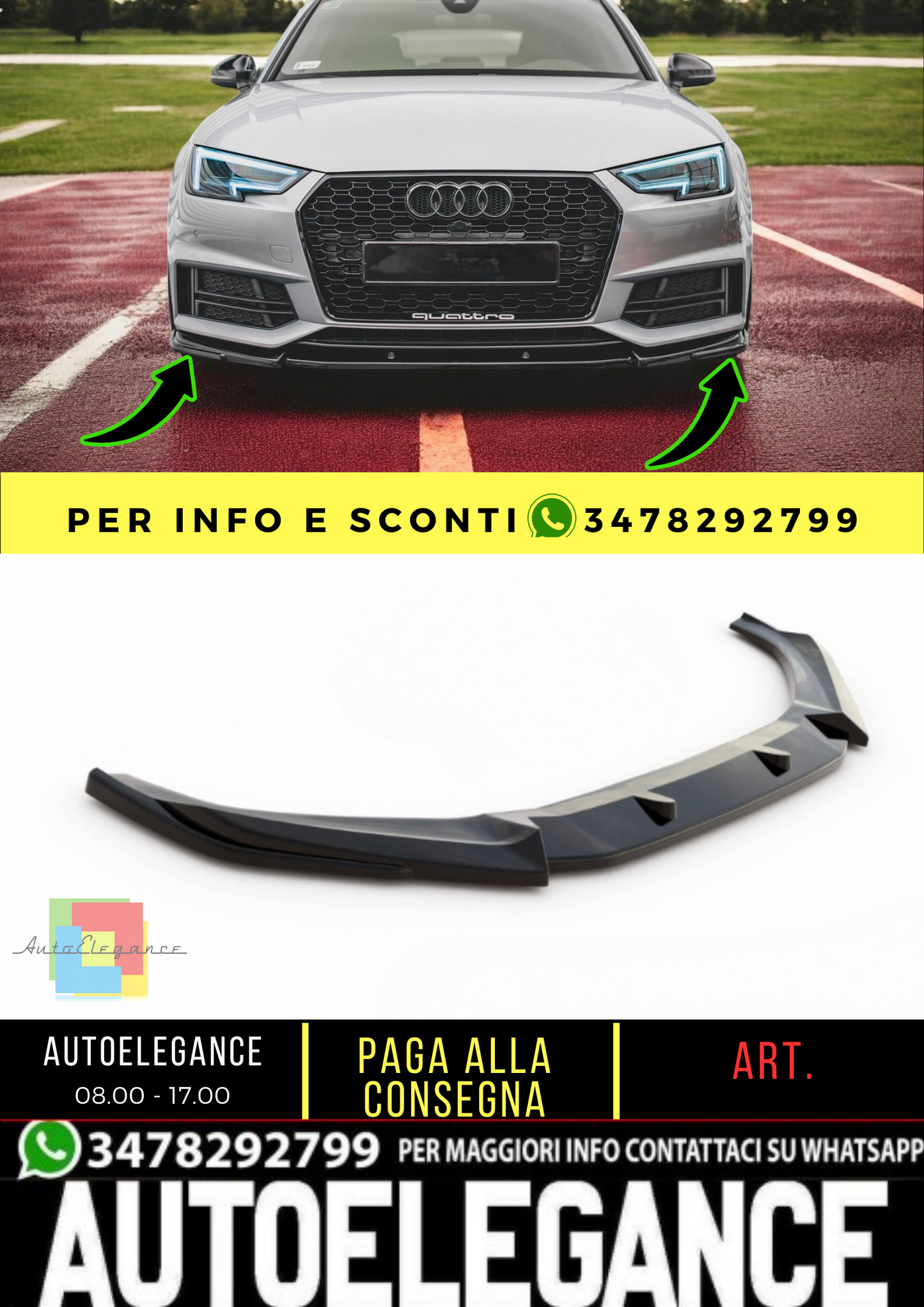 💫Splitter anteriore V.3 adatto per Audi S4 / A4 S-Line B9💫