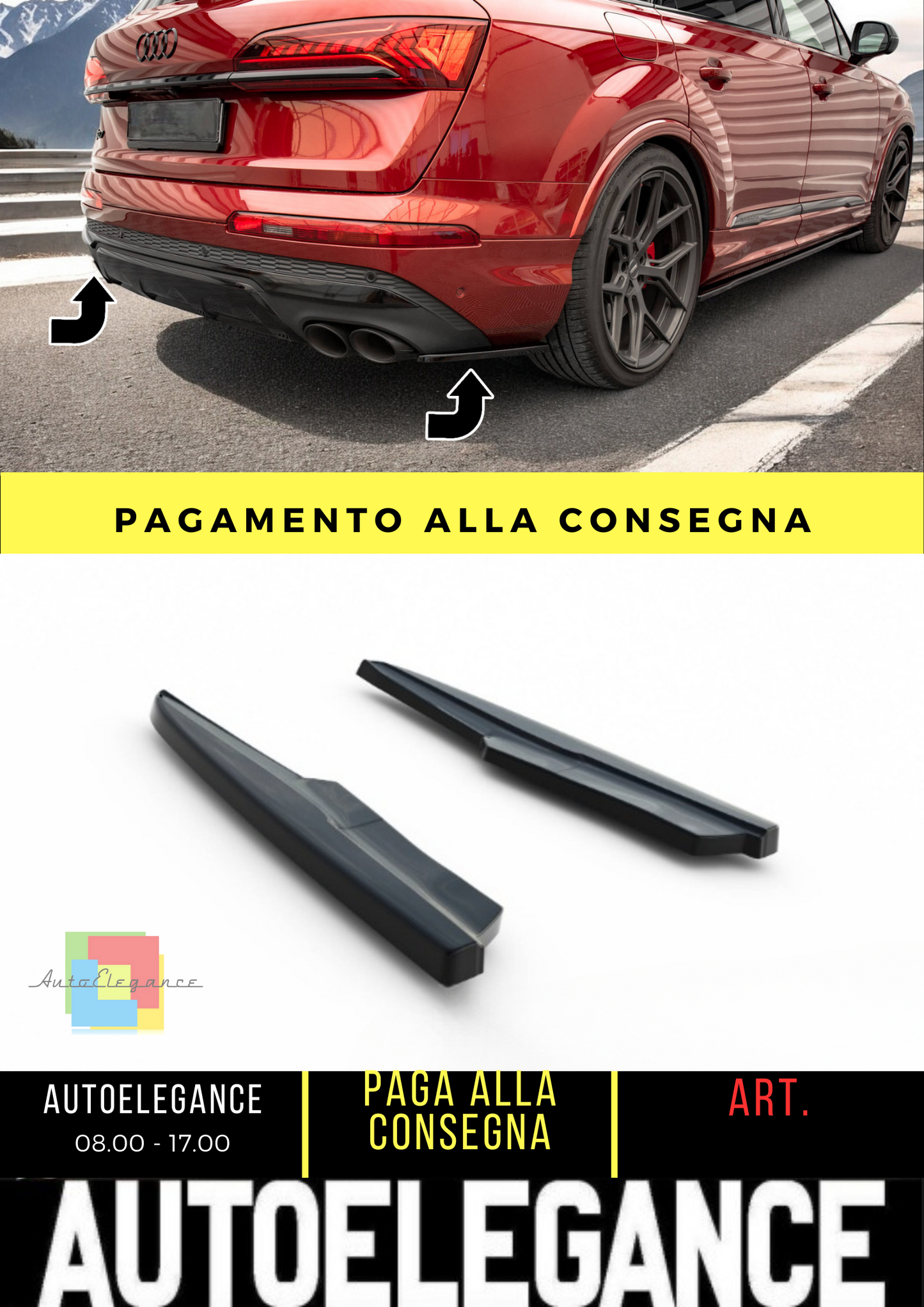 💫Rear side splitter suitable for Audi SQ7 Mk2 (4M) Facelift💫