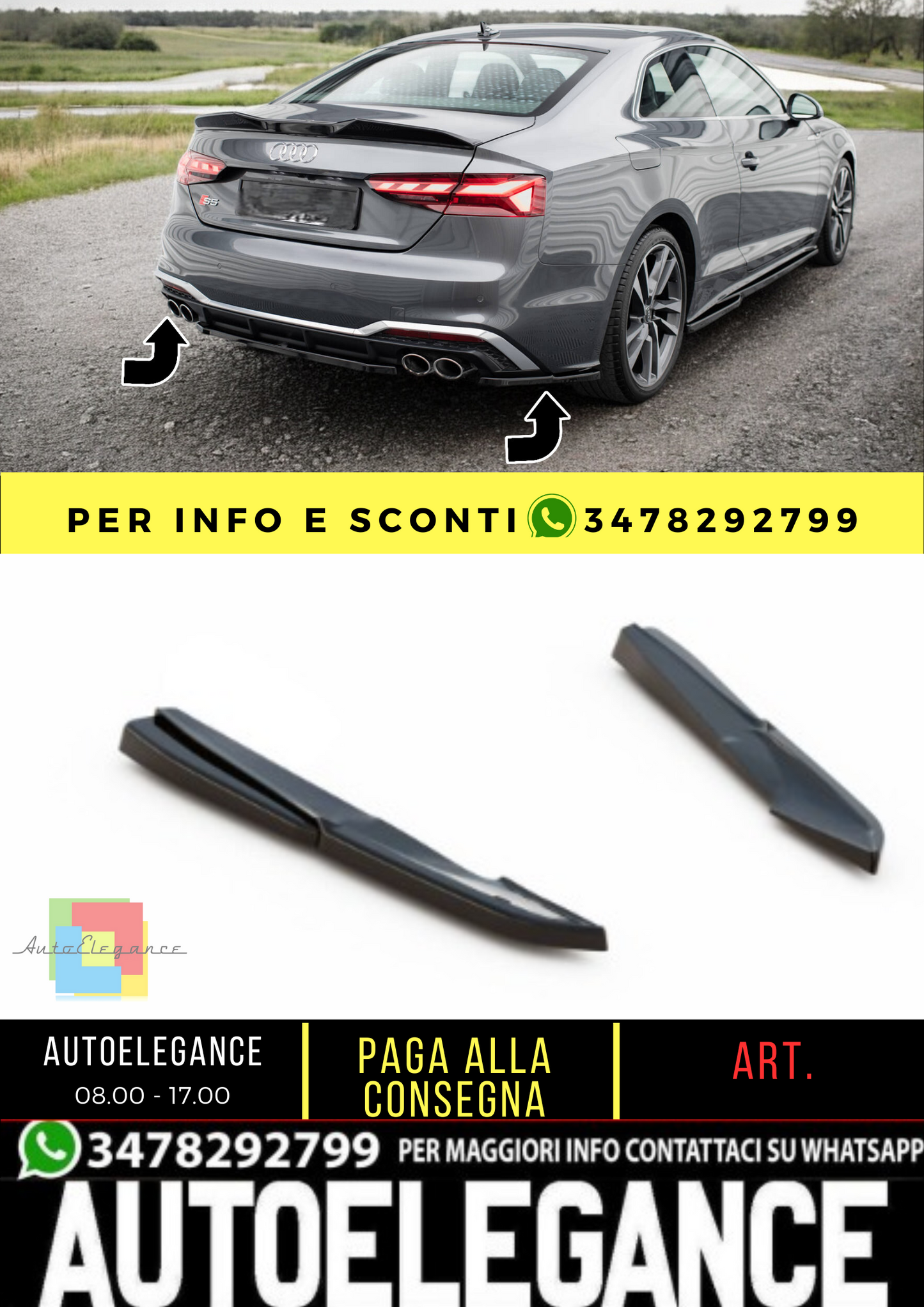 🔥Rear Side Splitter suitable for Audi S5 Sportback /Coupe F5 Facelift🔥