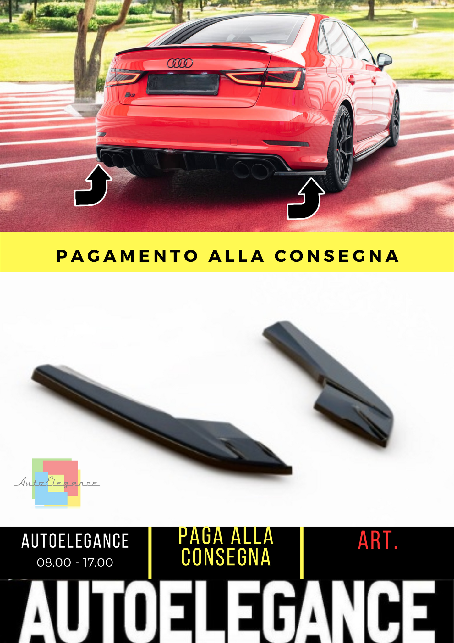 💫Splitter Laterali Posteriori adatto per Audi S3 Berlina 8V💫