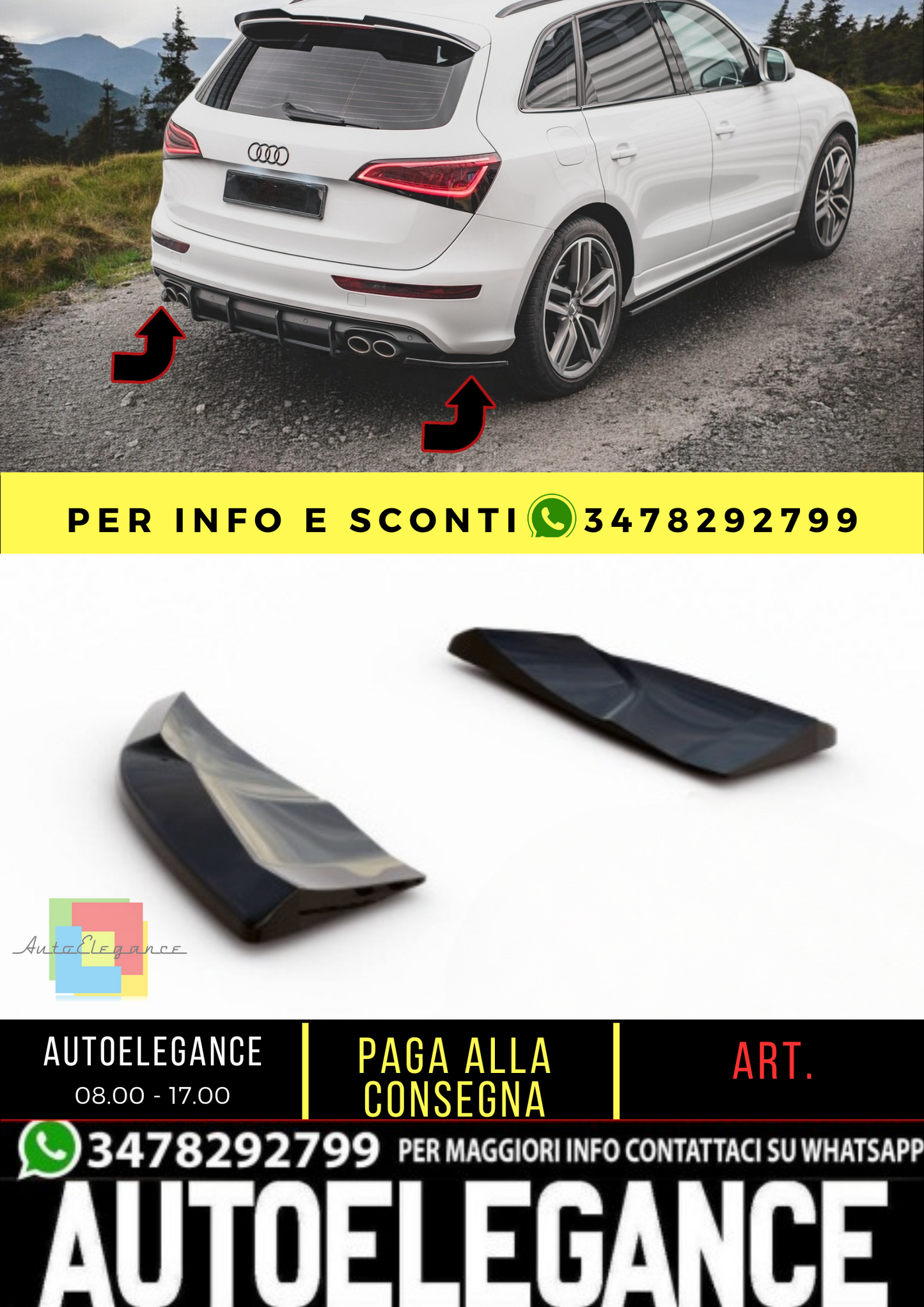 🔥Rear side splitter suitable for Audi SQ5 Mk1 (8R)🔥