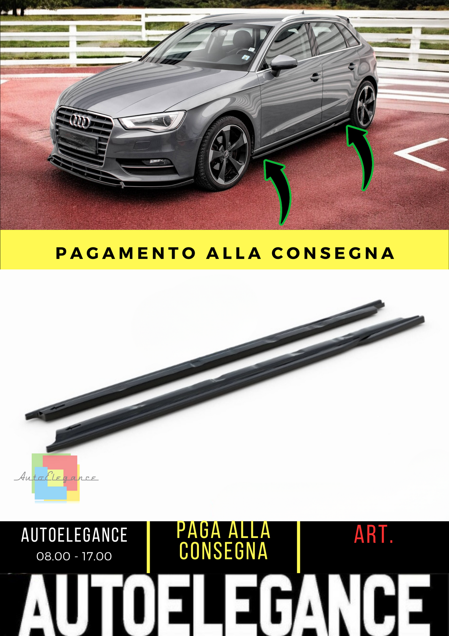 ⭐Under Side Skirts suitable for Audi A3 Sportback 8V ⭐