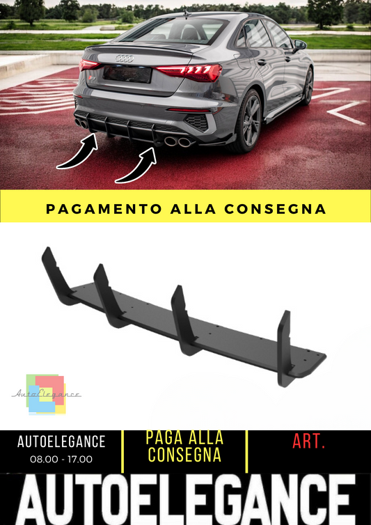 ⭐Diffusore posteriore nero luci Street Pro adatto per Audi S3 Berlina 8Y⭐