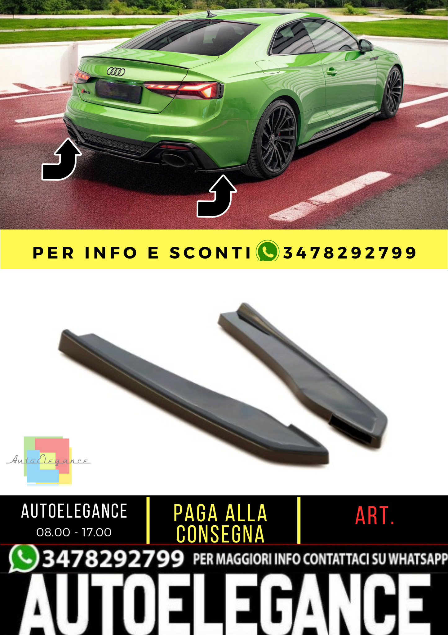 🔥Rear Side Splitters suitable for Audi RS5 F5 Facelift🔥