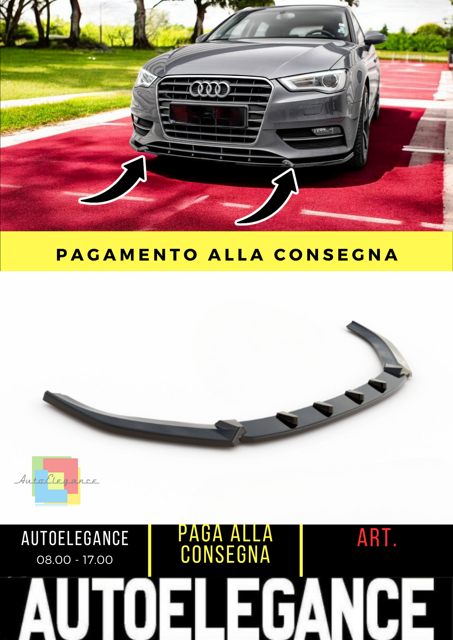 ⭐Front splitter suitable for Audi A3 Sportback 8V ⭐