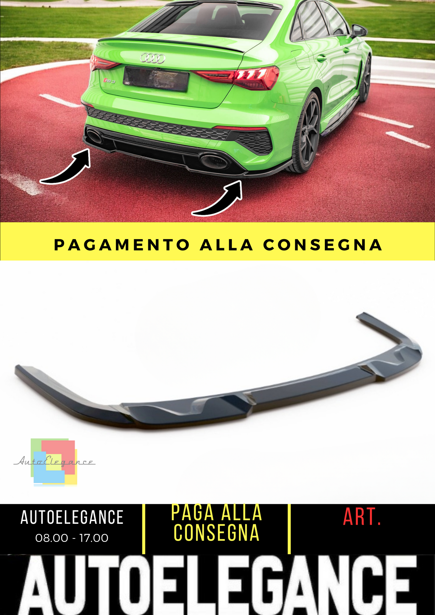 ⭐ Rear Splitter suitable for Audi RS3 Sedan 8Y⭐