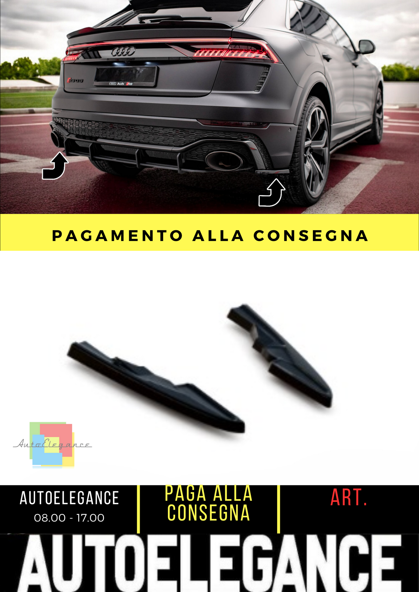 ⭐Splitter laterali posteriori adatto per Audi RSQ8 Mk1⭐