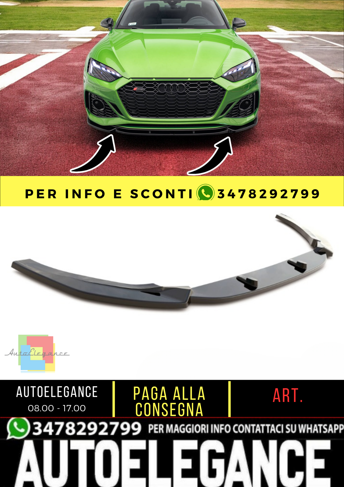 🔥Front splitter V.2 suitable for Audi RS5 F5 Facelift🔥