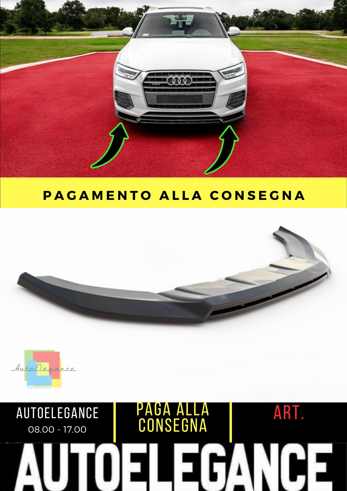 ⭐Splitter anteriore V.2 adatto per Audi Q3 Sport 8U Facelift⭐