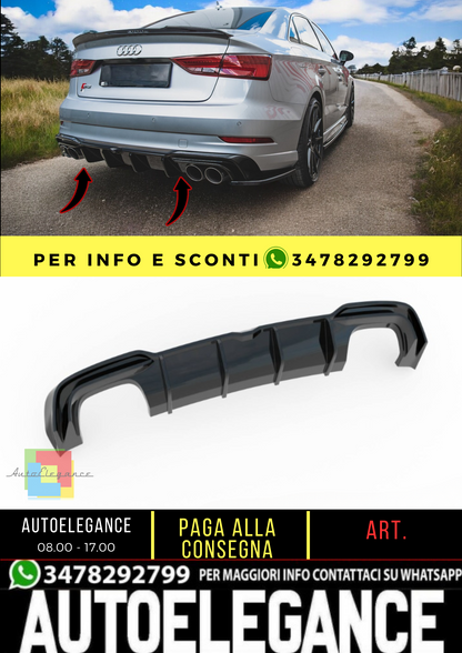 🔥Black Rear Diffuser Lights Suitable for Audi S3 Sedan 8V Facelift🔥
