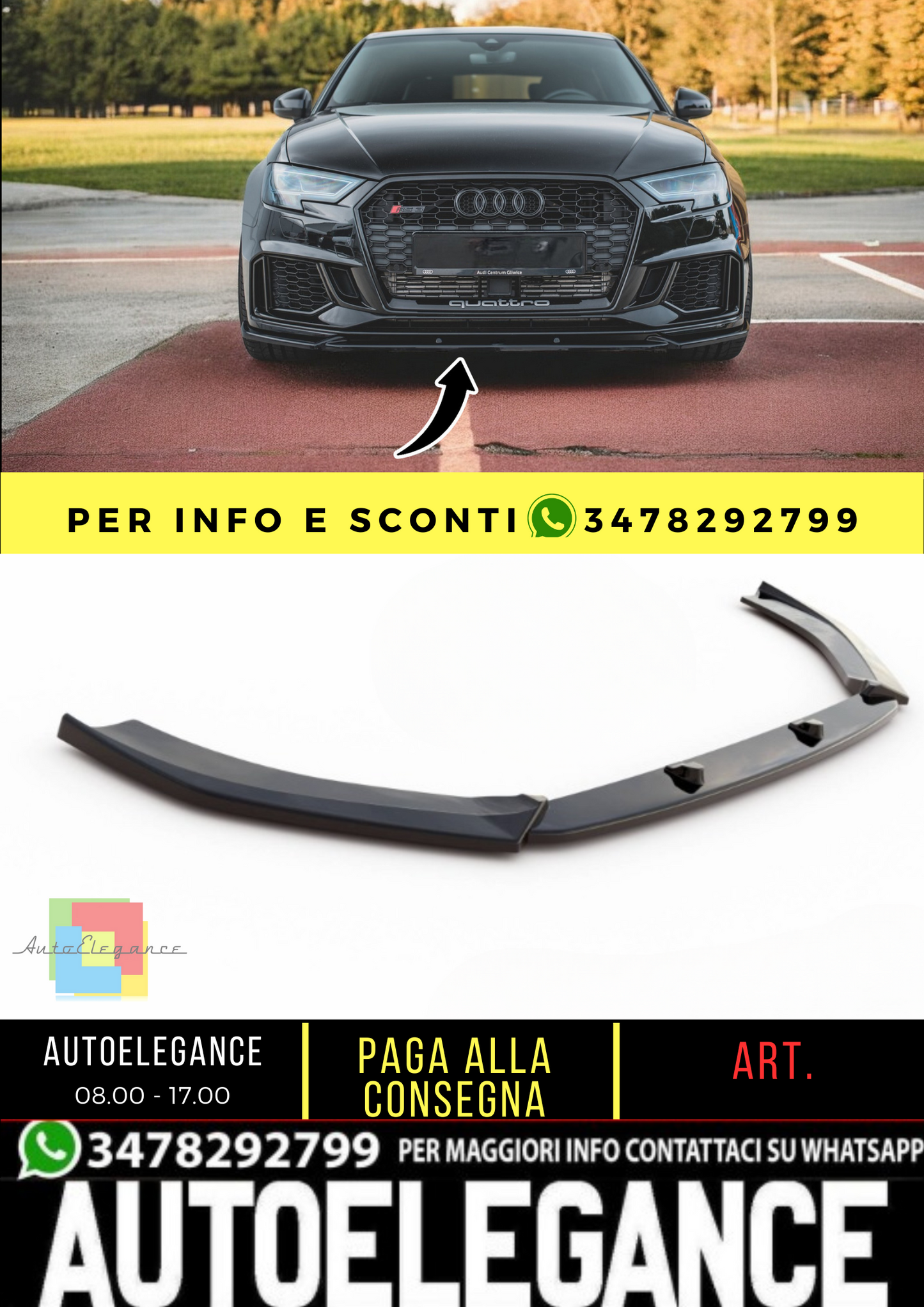 🔥Front splitter V.4 suitable for Audi RS3 8V FL Sportback🔥 