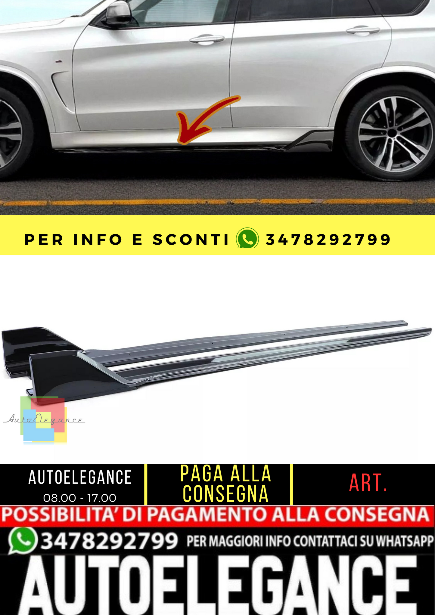 🔥Attacco minigonne laterali nere lucide adatte per BMW X5 F15 13-18🔥
