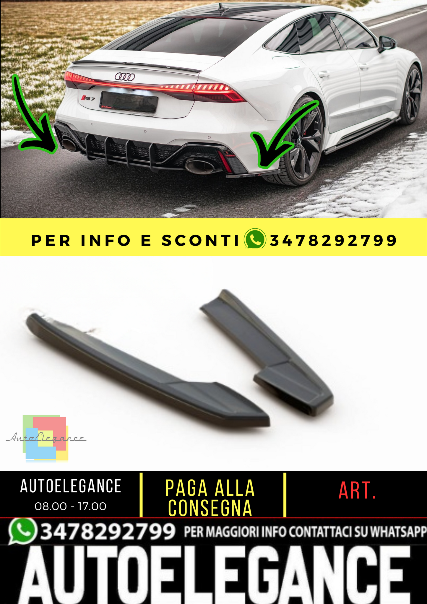 🔥Rear Side Splitter V.1 suitable for Audi RS7 C8🔥