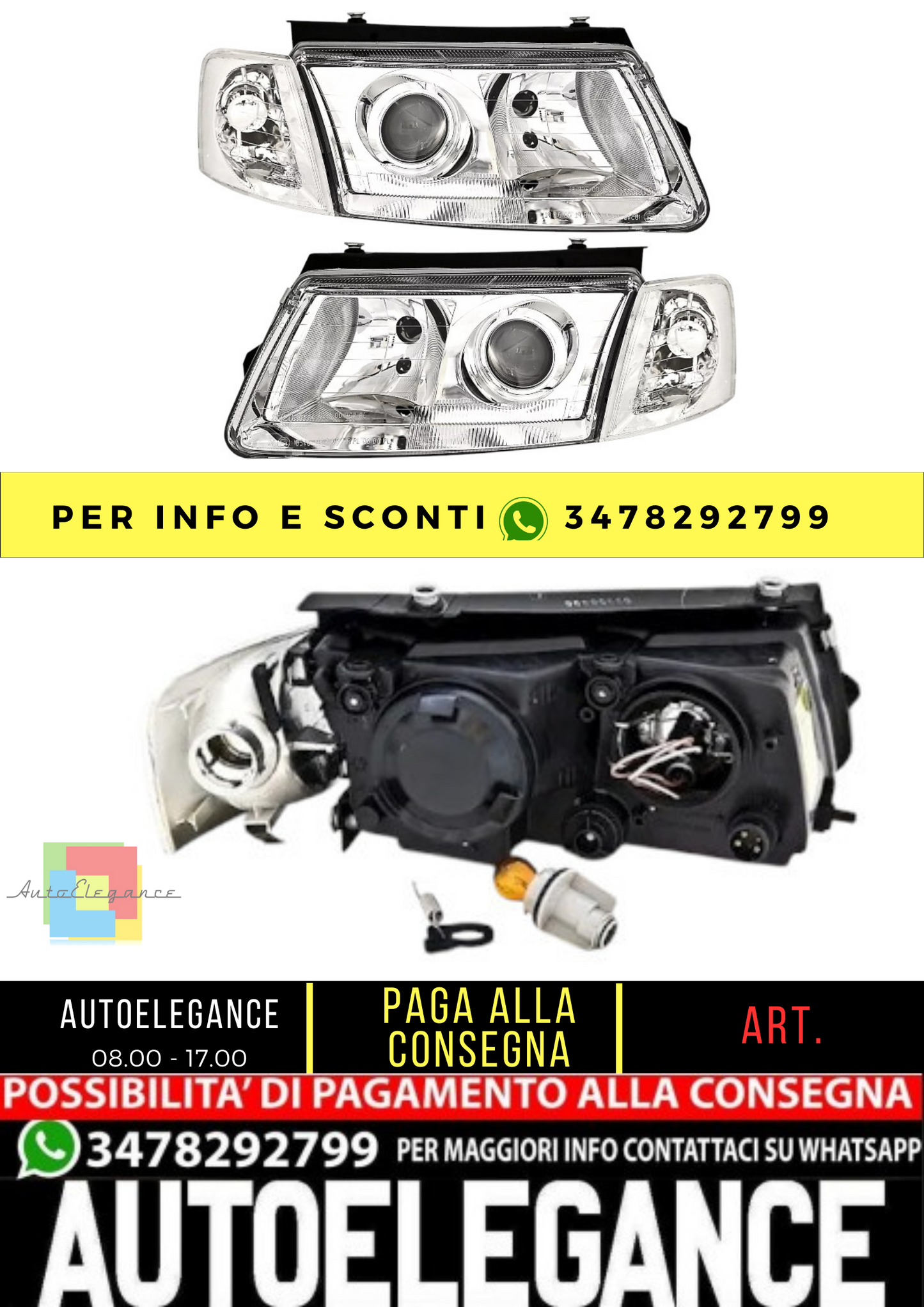 🔥Set fari per VWPassat3 Bab 96 in un set di frecce, vetro trasparente, cromato🔥