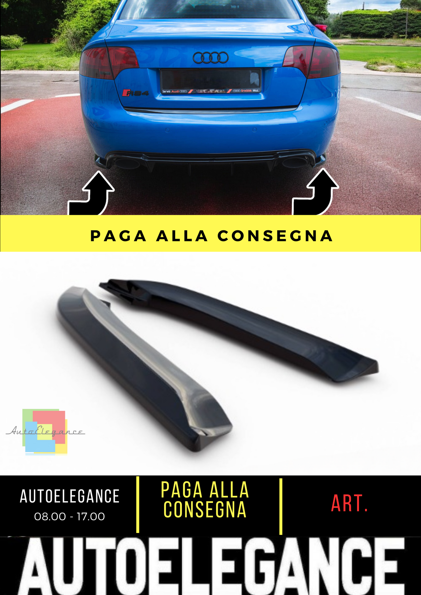 🔥Splitter Laterali Posteriori V.2 adatto per Audi RS4 Berlina B7🔥