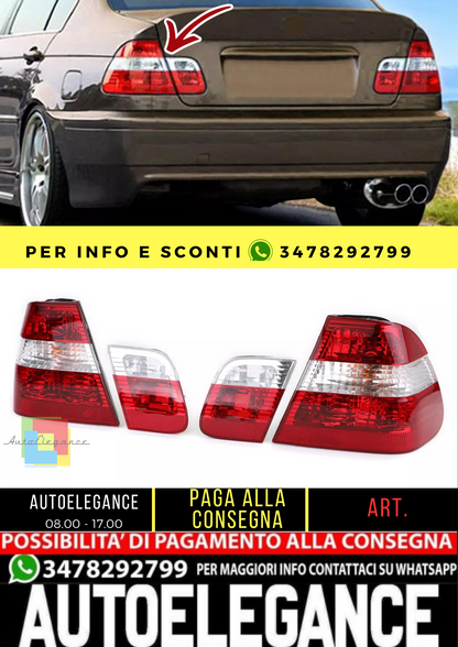 🔥Fanali posteriori rossi trasparenti con look restyling per BMW SERIE 3 E46 berlina 98-01🔥