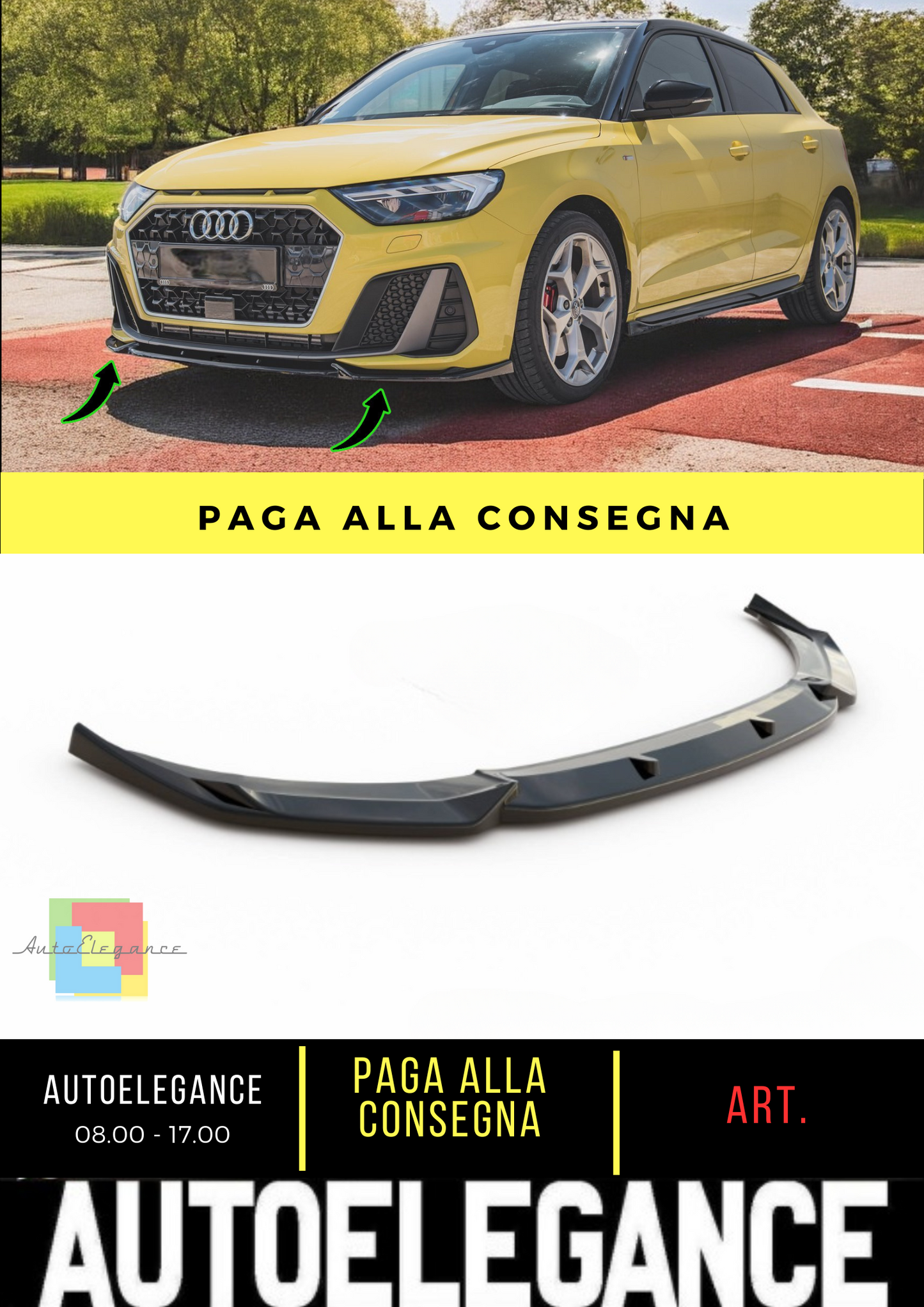 🔥Splitter anteriore V.3 adatto per Audi A1 S-Line GB🔥