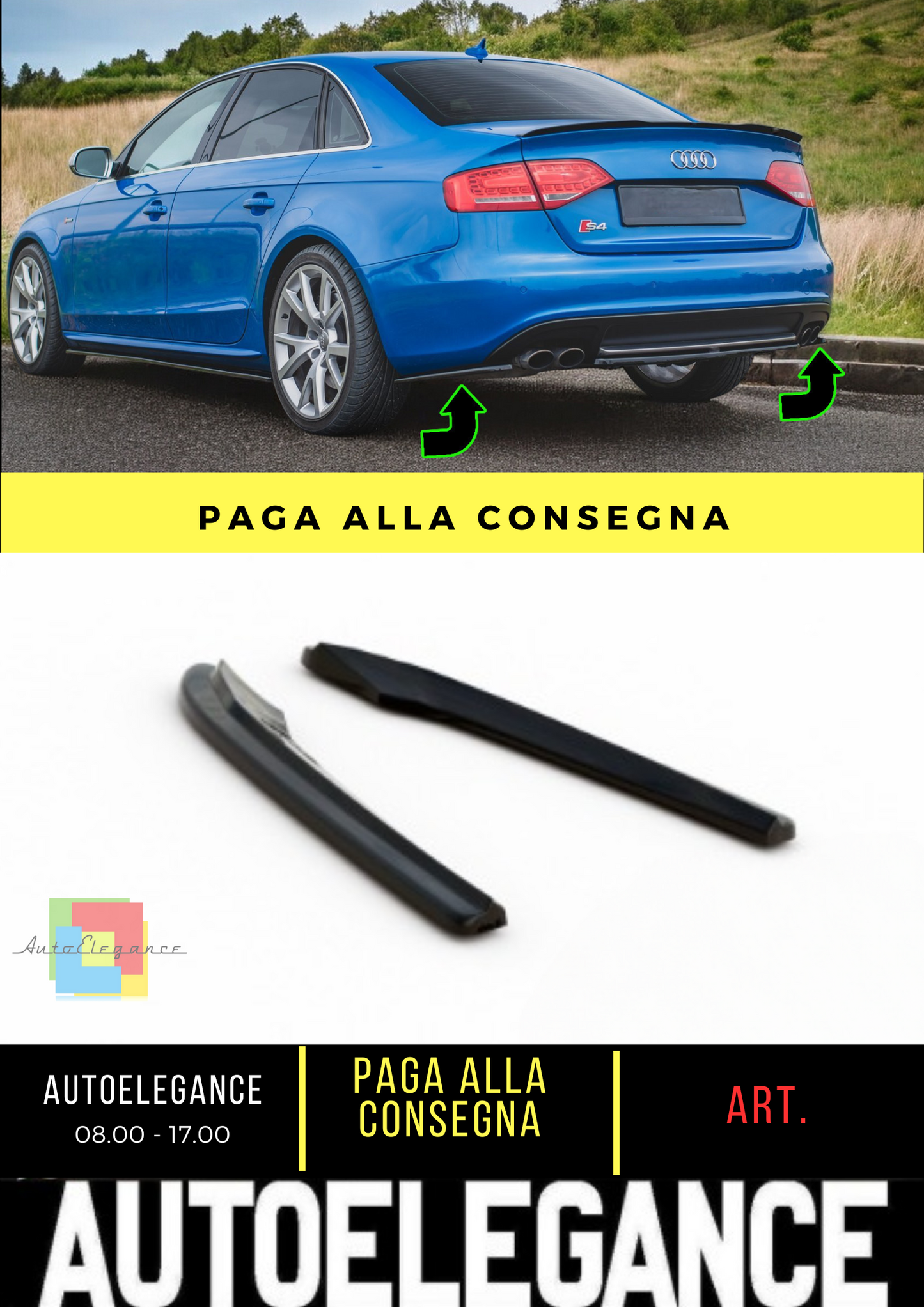🔥Splitter laterali posteriori adatto per Audi S4 / A4 S-Line B8 Berlina🔥