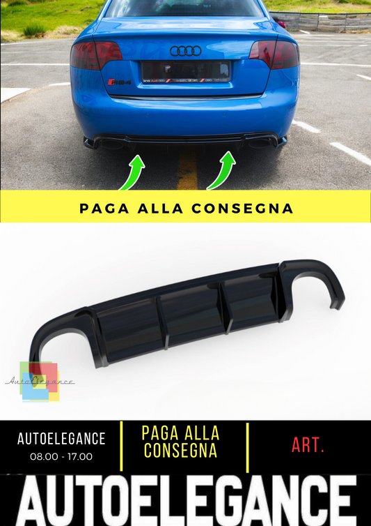 🔥Diffusore posteriore nero luci adatto per Audi RS4 B7🔥