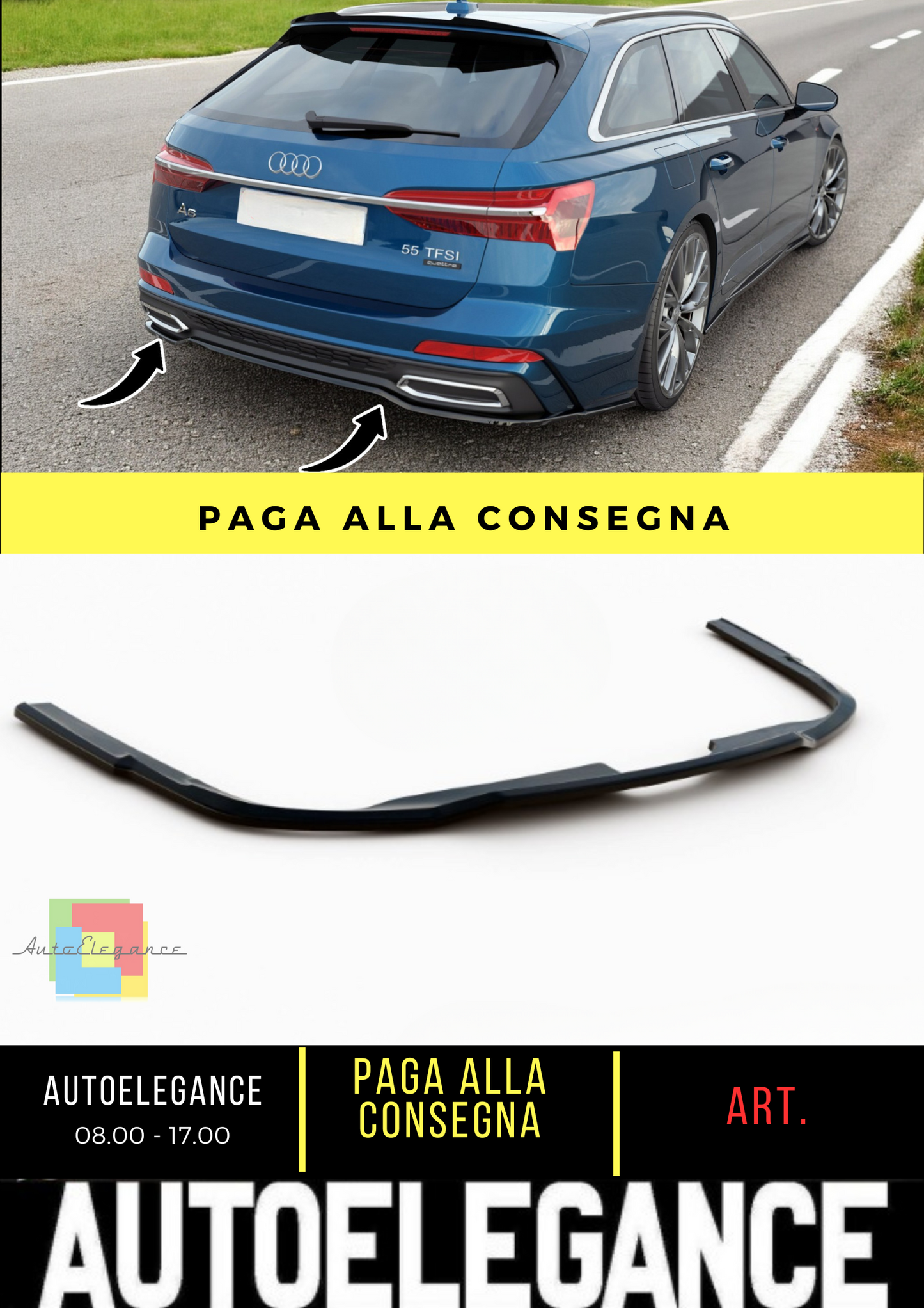 🔥Splitter posteriore adatto per Audi A6 S-Line C8🔥