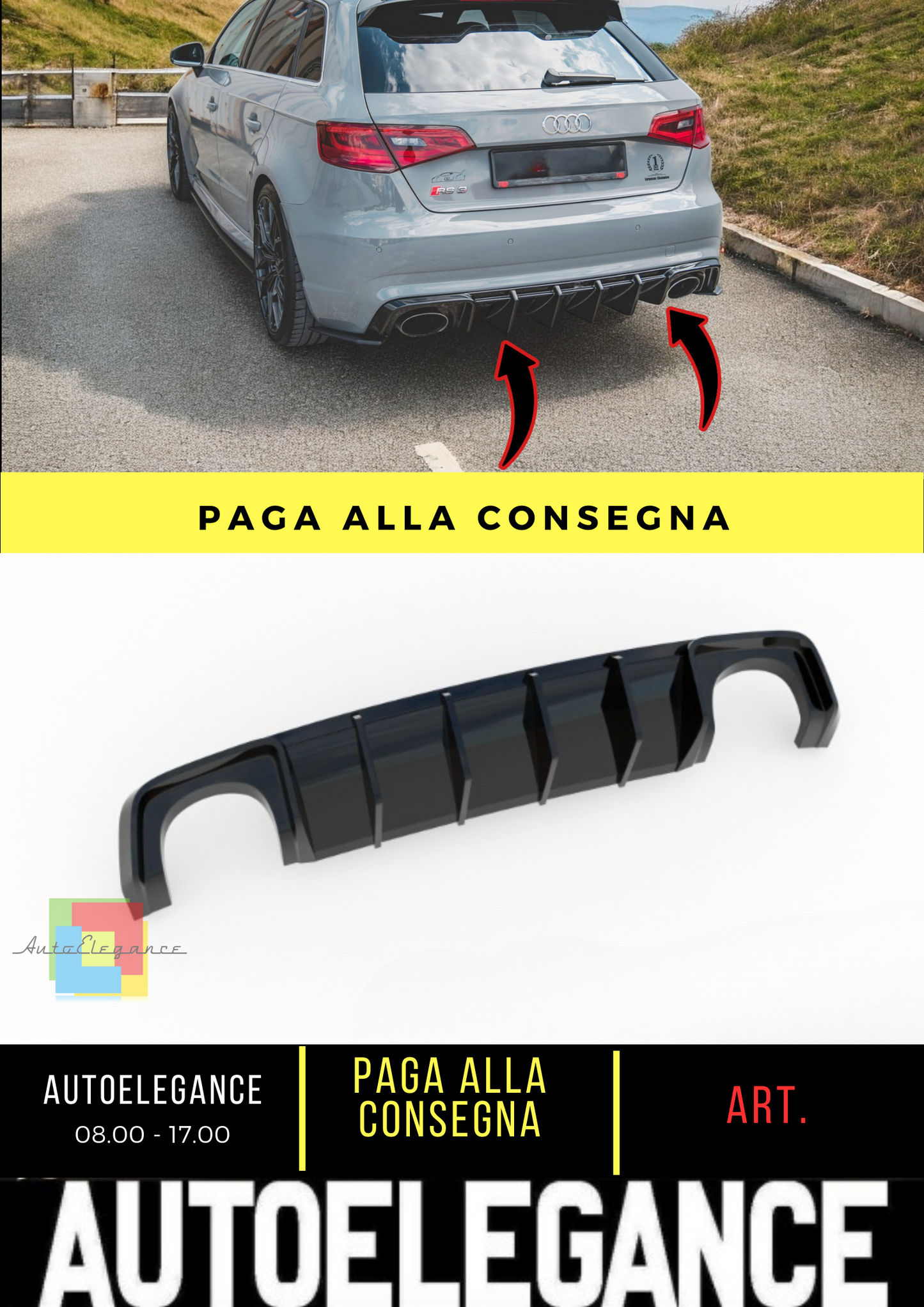 🔥Black rear diffuser lights suitable for Audi RS3 8V Sportback🔥